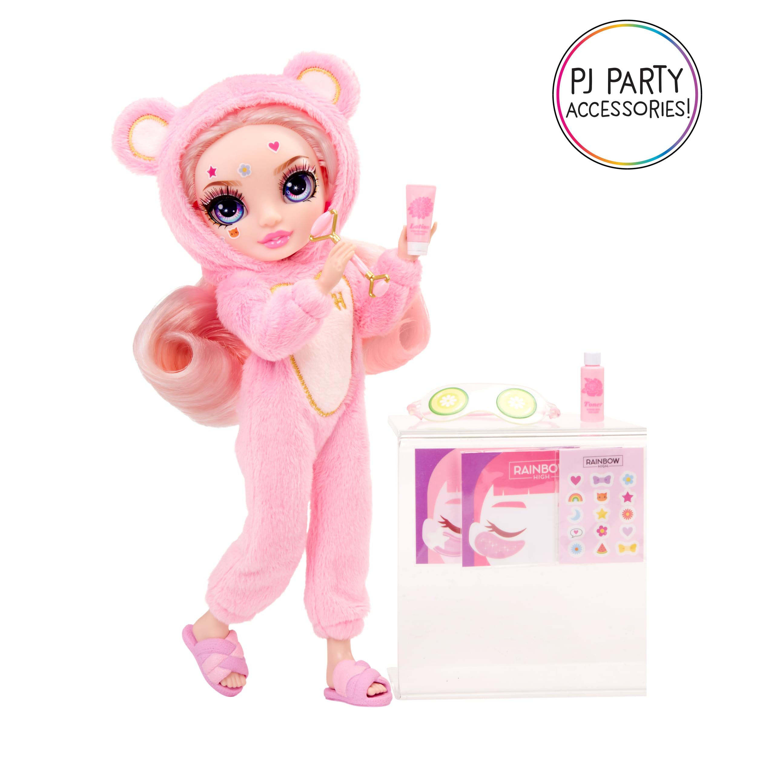 Rainbow High Junior High PJ Party - Bella (Pink) - 22 cm Posable Doll with Spa Accessories - Ages 4-12 12