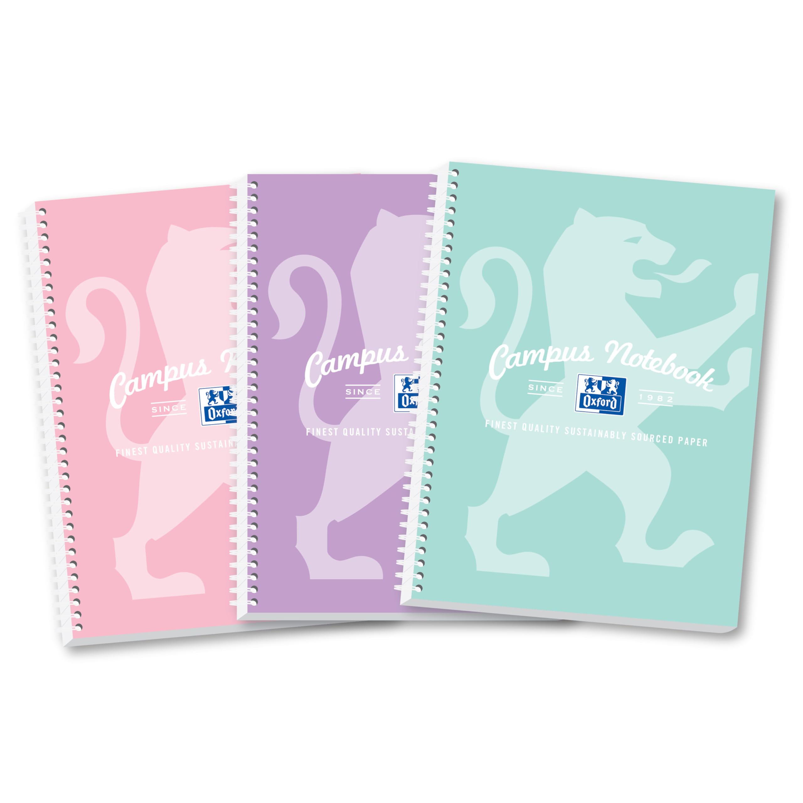 Oxford Campus A4 Wirebound Notebook - Pastel Assorted Colours (3 Pack) | Optik Paper+ | Scribzee Compatible 1