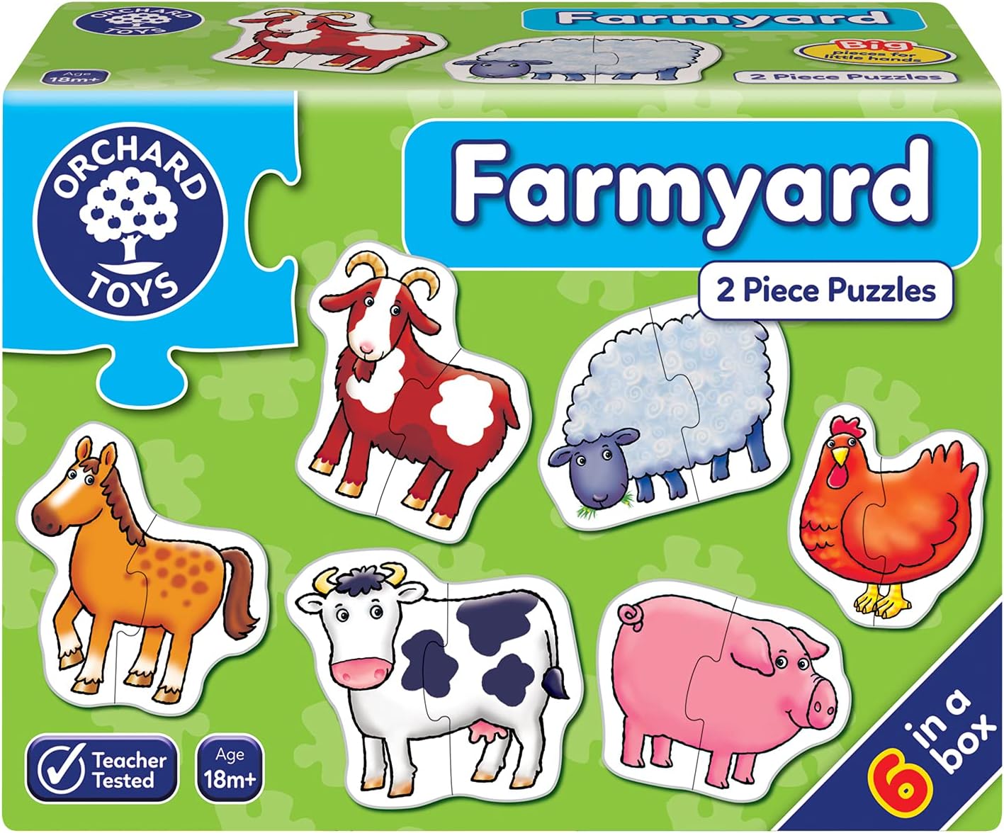 Orchard Toys Farmyard Jigsaw Puzzle - 6 Chunky 2-Piece Puzzles for Toddlers 18 Months+ 1
