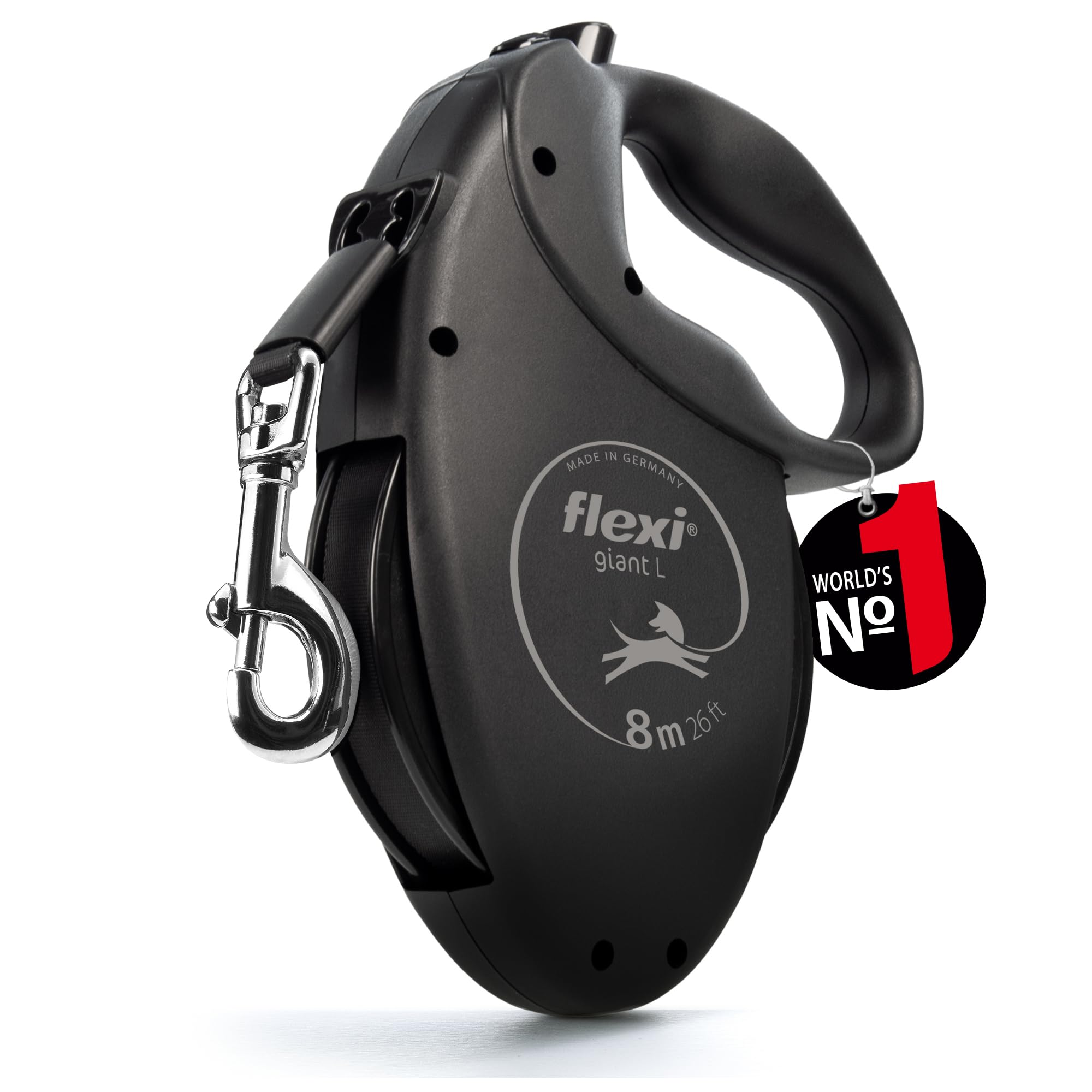 flexi Giant Black Edition Belt Retractable Dog Lead - 8m, Up to 50kg
