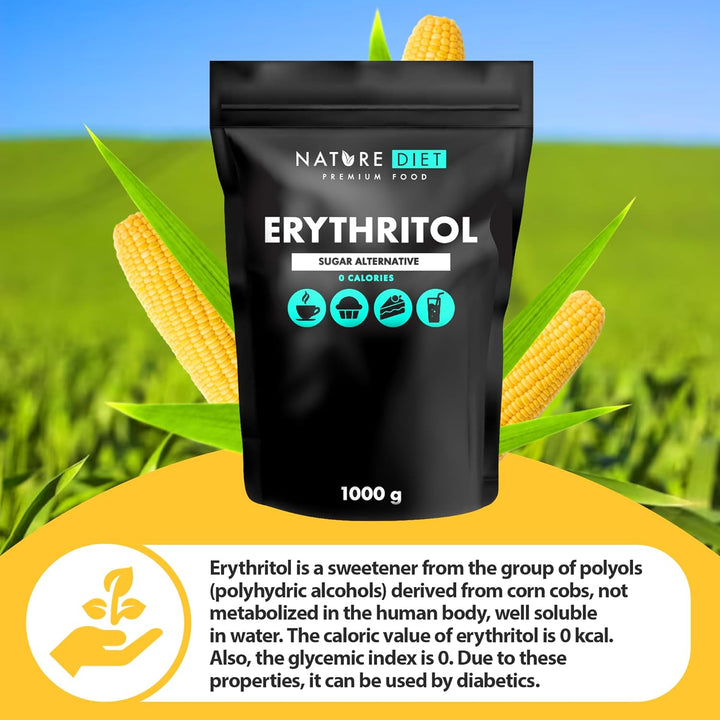 Nature Diet - Erythritol 1000 g, Natural Sweetener, Zero Calories, Sugar Substitute