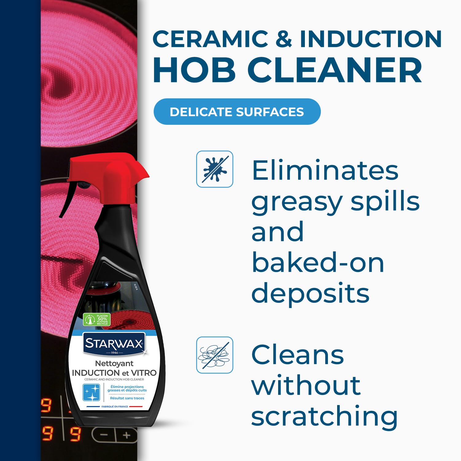 STARWAX Everyday Cleaner for Ceramic & Induction Hobs - 500ml Spray | Smear-Free Shine 2
