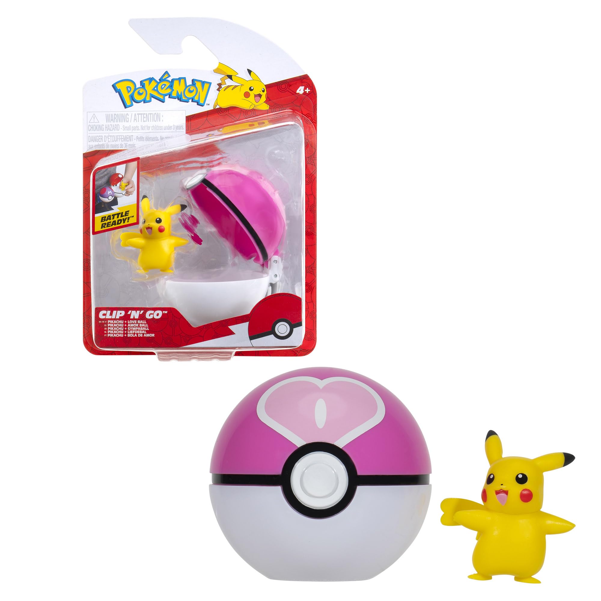 Pokémon Pikachu Clip ‘N’ Go with Love Ball and 2-Inch Battle Figure 1