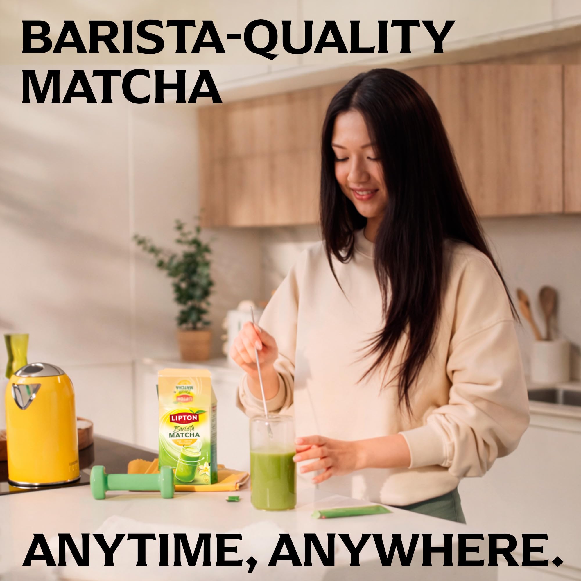 Lipton Barista Matcha Vanilla Oat Latte Instant Drink Mix, 10 Sticks, Hot or Iced 7