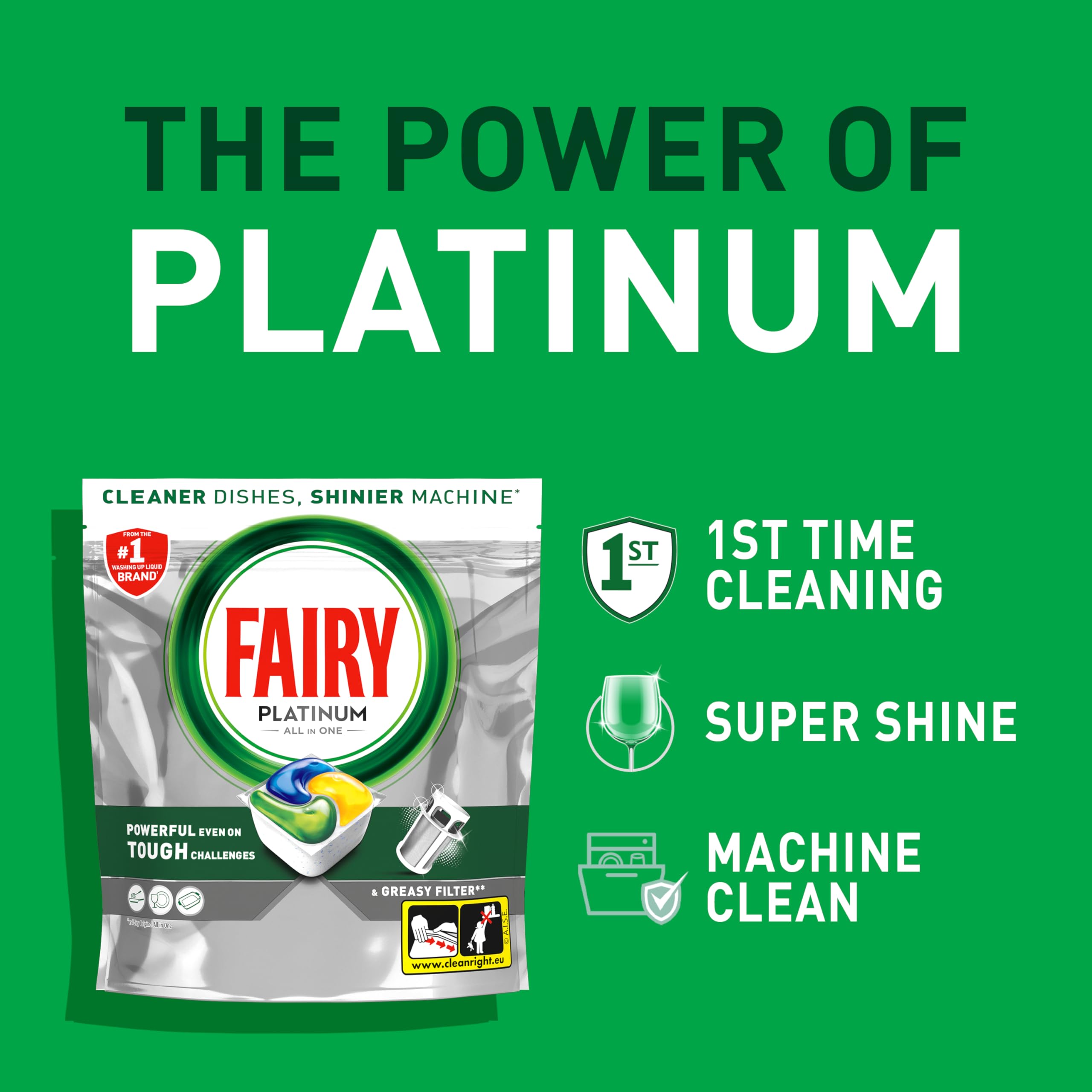 Fairy Platinum All-In-1 Dishwasher Tablets Lemon - 74 Count | Grease Prevention & Rinse Aid Action 2