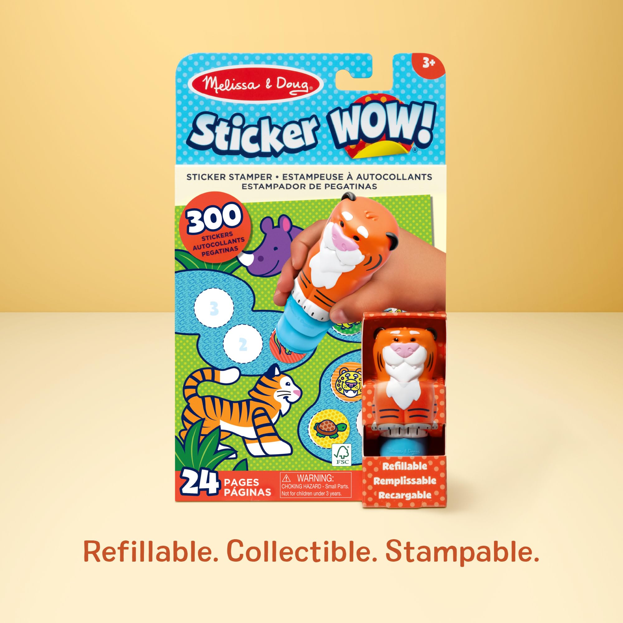 Melissa & Doug Sticker WOW! Pumpkin the Tiger Stamper Activity Set with 300 Safari Stickers 8