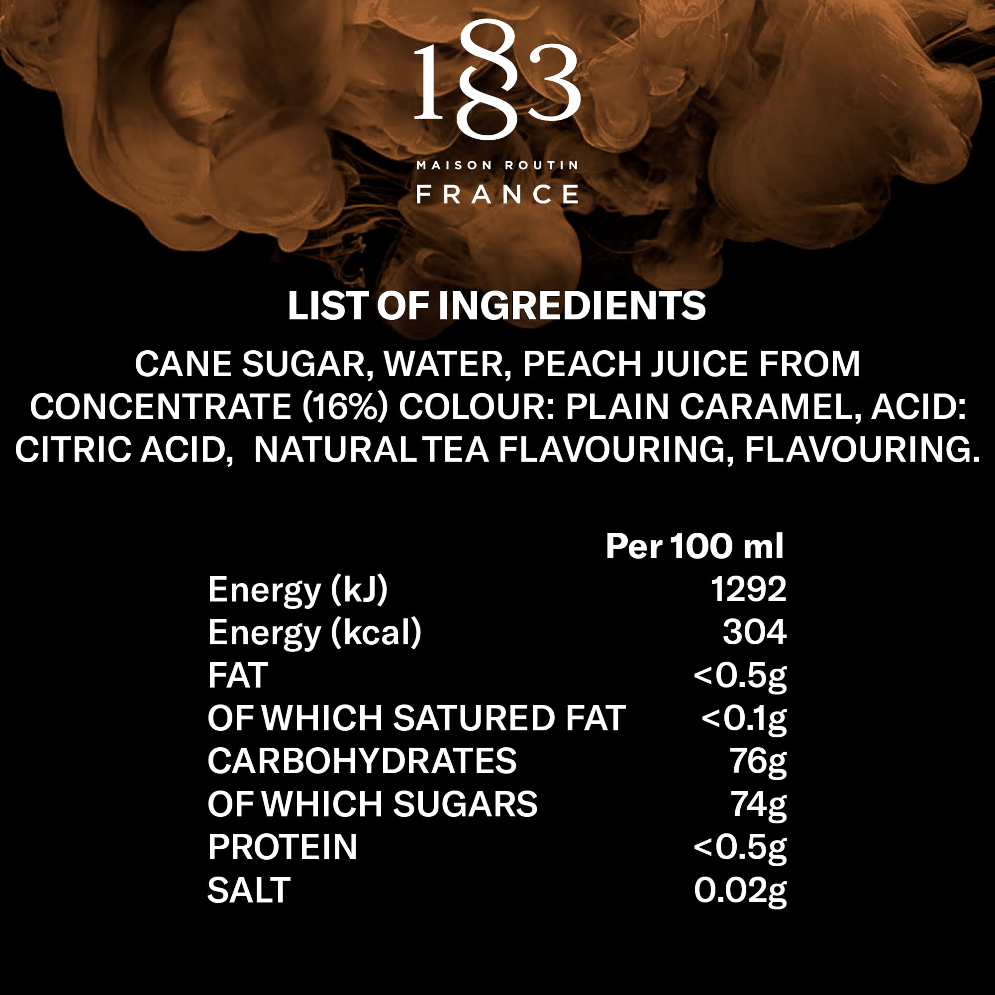 1883 MAISON ROUTIN Premium Peach Iced Tea Syrup | Pure Cane Sugar | 1 L 3