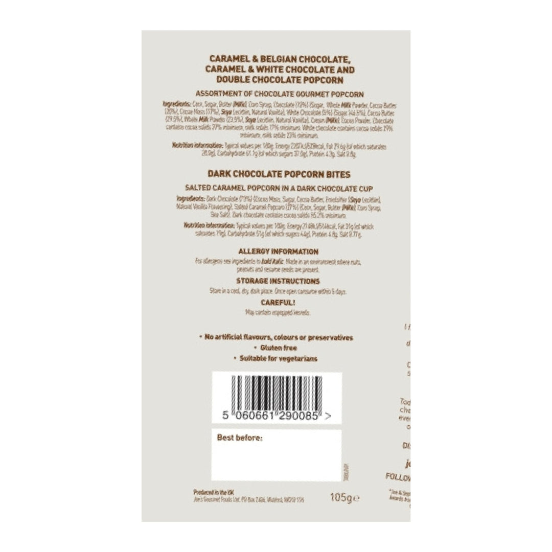 Joe & Seph's Chocolate Lovers Popcorn Selection - Gourmet Gift Box (105g)