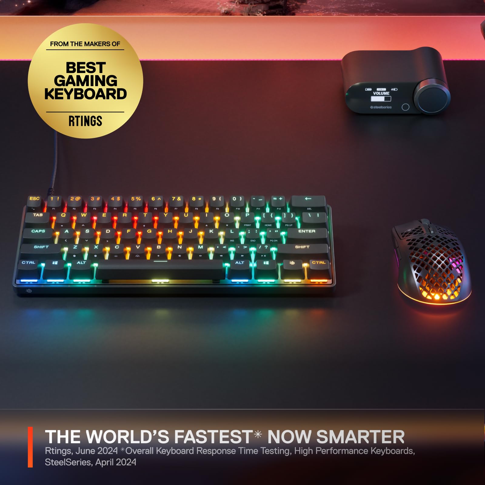 SteelSeries Apex Pro Mini Gen 3 - 60 Percent Gaming Keyboard | Adjustable Hall Effect Switches | Rapid Trigger 2