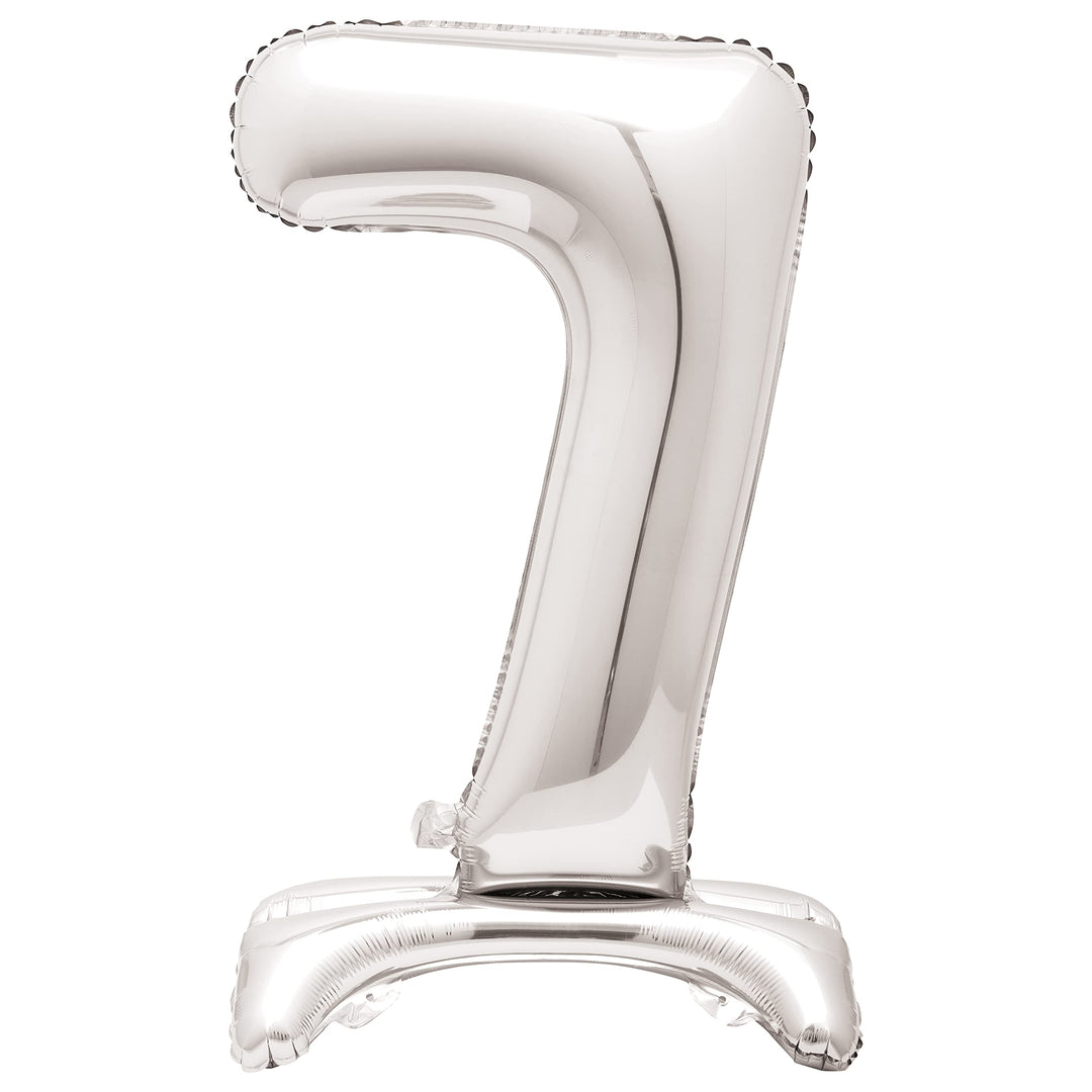 Majestic Silver Number 7 Foil Balloon - 76cm Standalone Party Decor for Milestone Celebrations