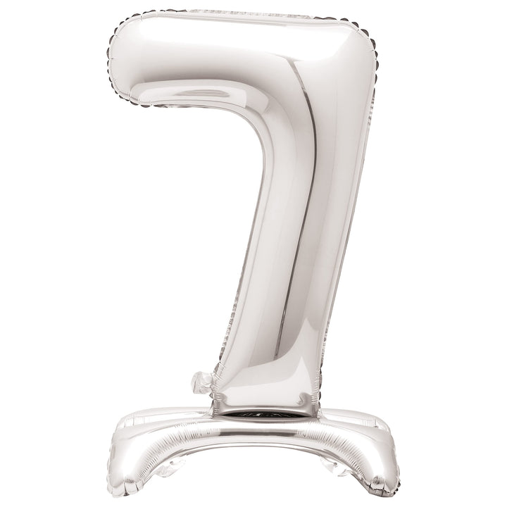 Majestic Silver Number 7 Foil Balloon - 76cm Standalone Party Decor for Milestone Celebrations