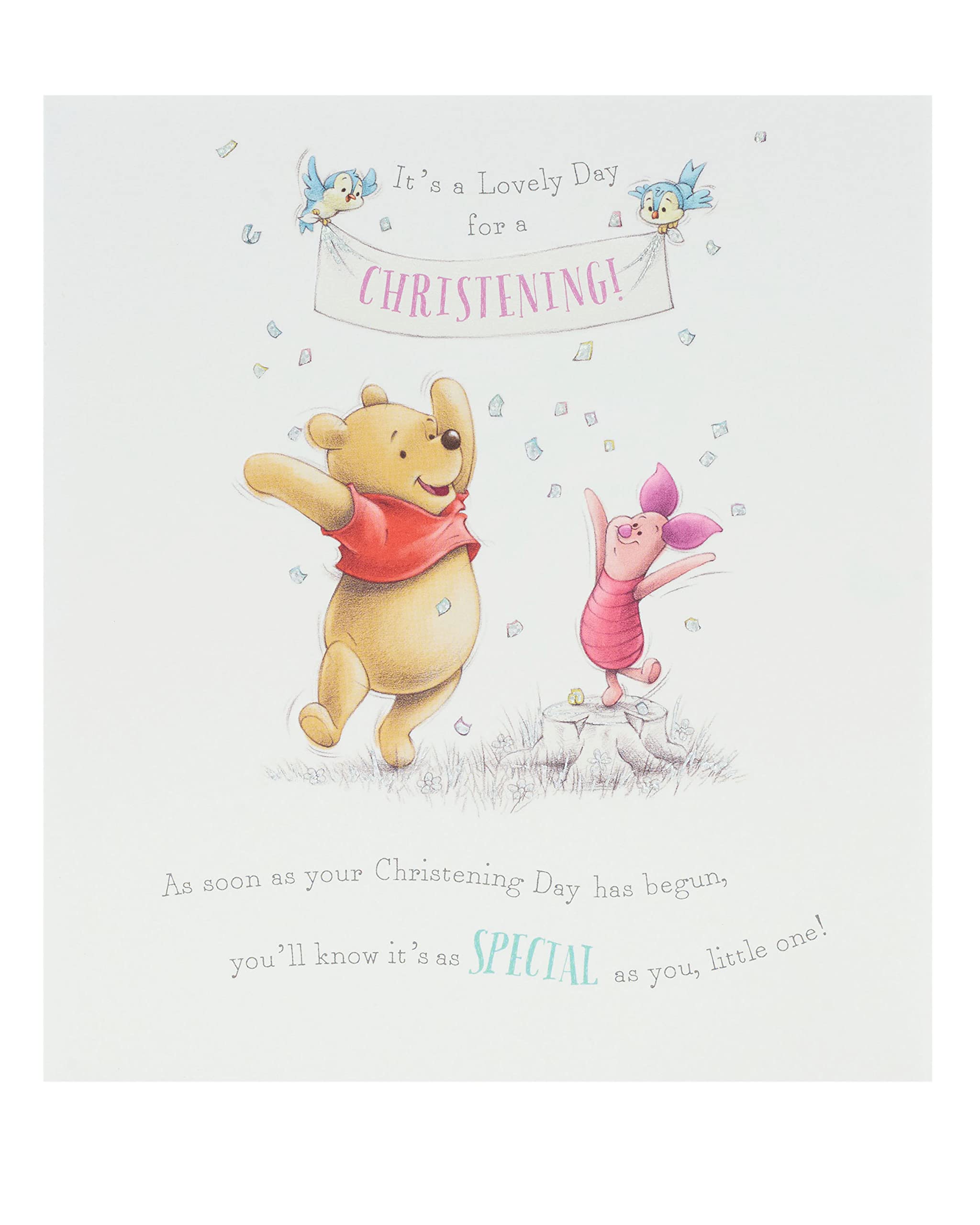UK Greetings Winnie the Pooh Christening Card - Embossed & Foil Finish | 159 x 184 mm 1