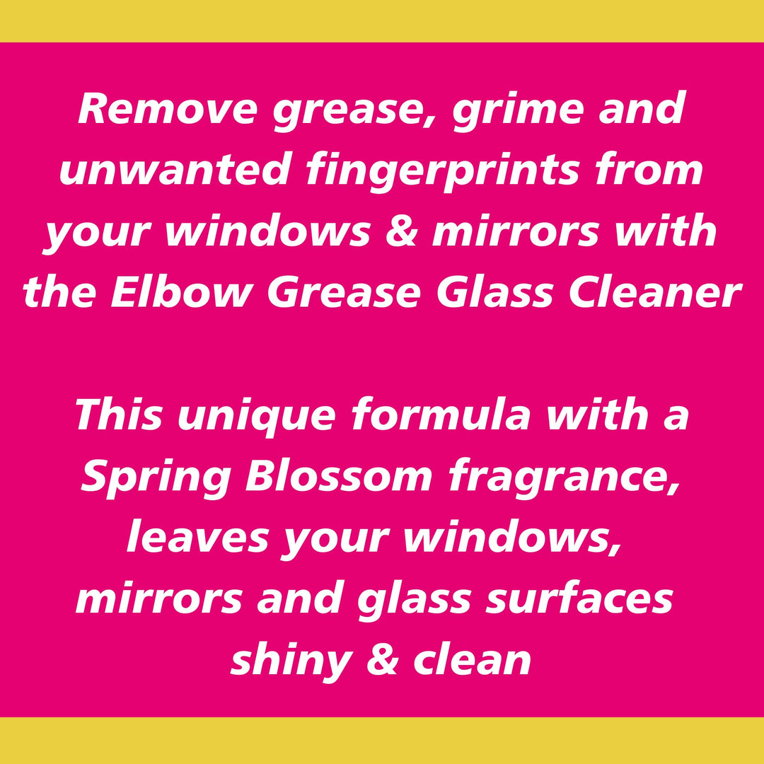 Elbow Grease Pink Glass Cleaner - 500ml Streak-Free Spray for Windows, Mirrors & Glass