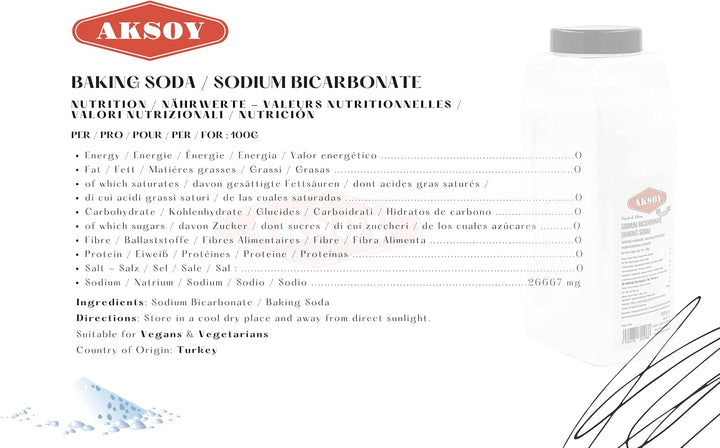 Aksoy Baking Soda 1.8KG || Pure Sodium Bicarbonate Powder, Highest Purity, Food
