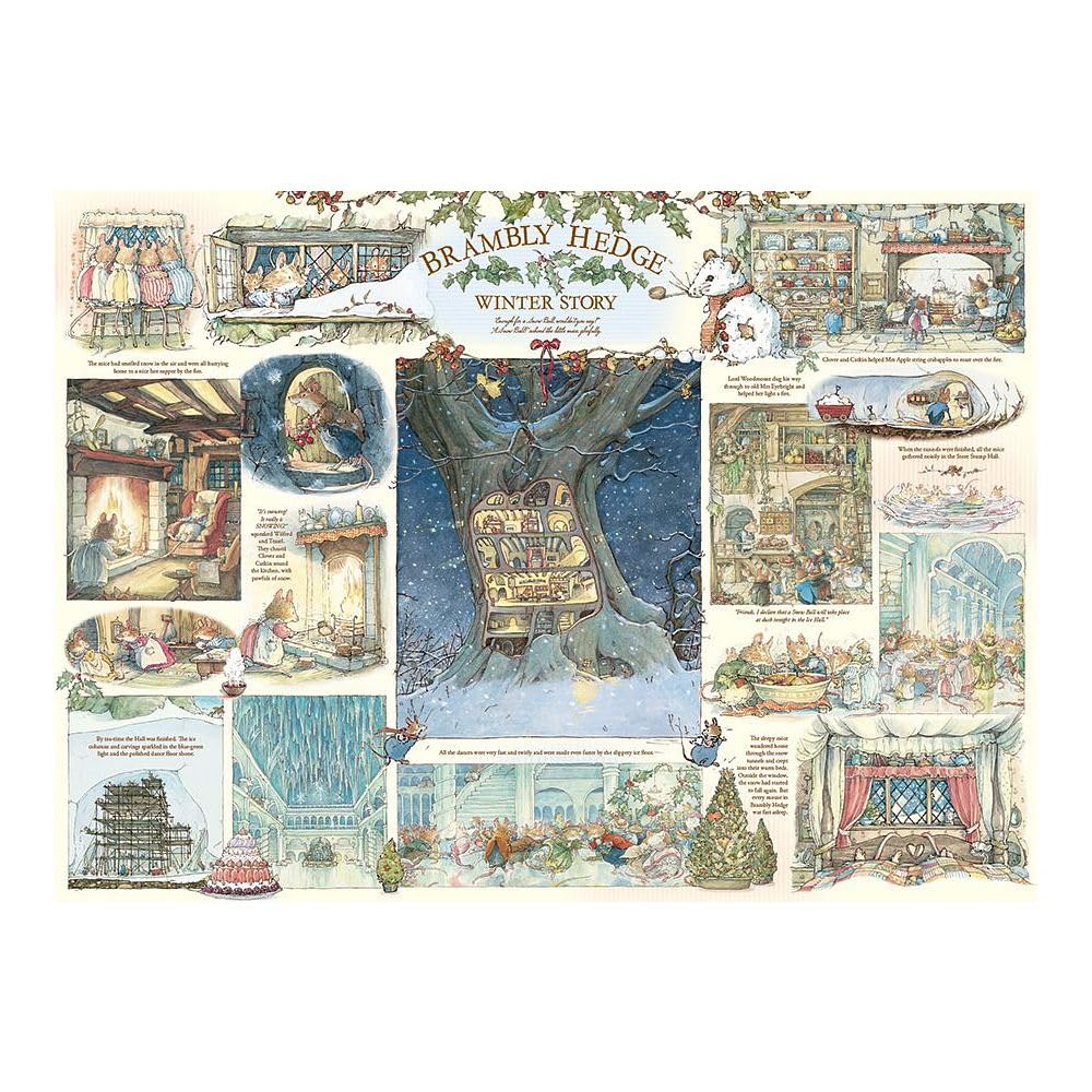 Cobble Hill 1000 Piece Jigsaw Puzzle - Brambly Hedge Winter Story with Poster