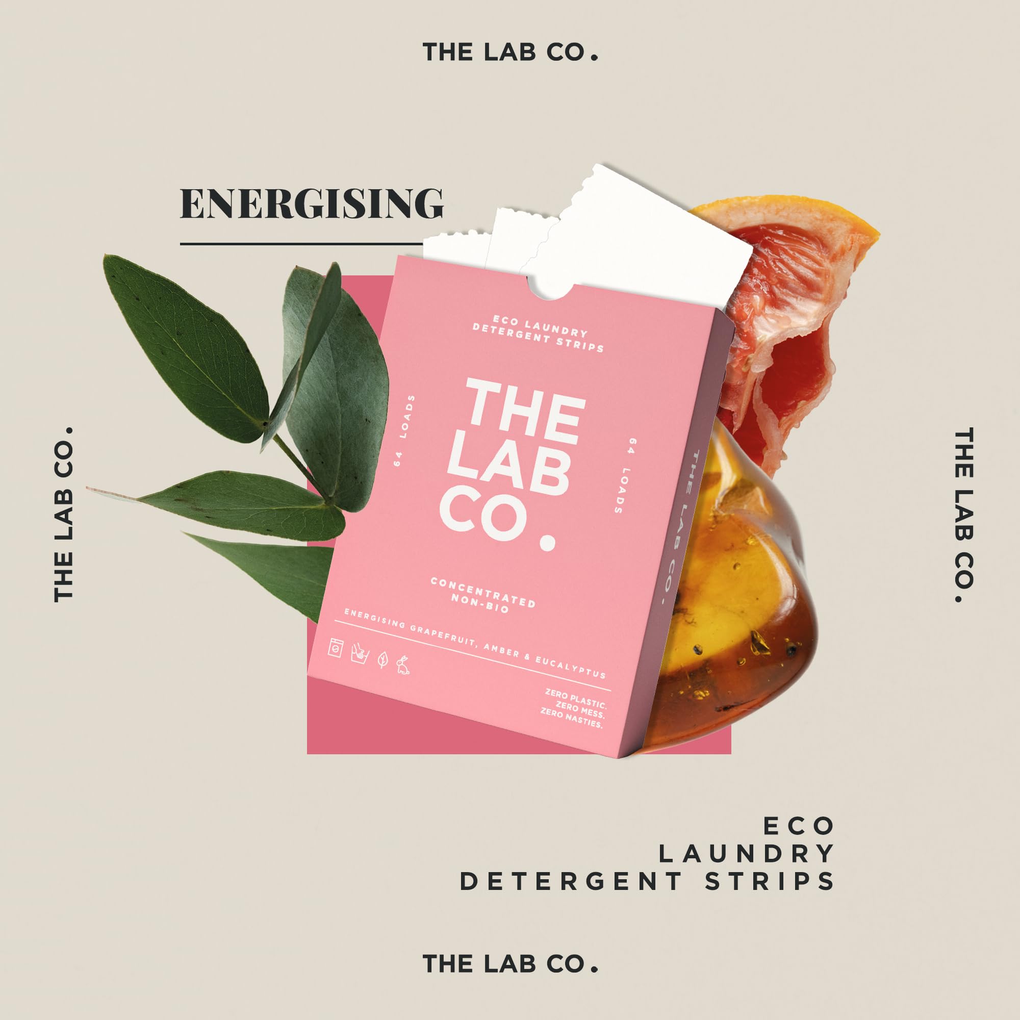 The Lab Co. - Laundry Detergent Strips 64 Loads (Eco Ultra-Concentrated, Non-Bio, Sensitive Skin, Fragrance: Grapefruit Amber Eucalyptus) 6