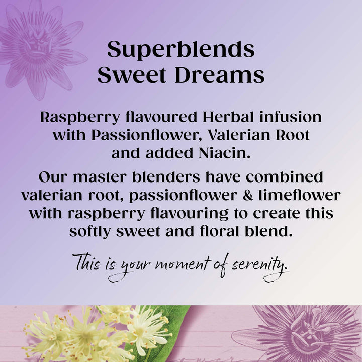 Twinings Superblends Sweet Dreams Herbal Tea - Raspberry, Passionflower & Valerian Root, 20 Biodegradable Tea Bags