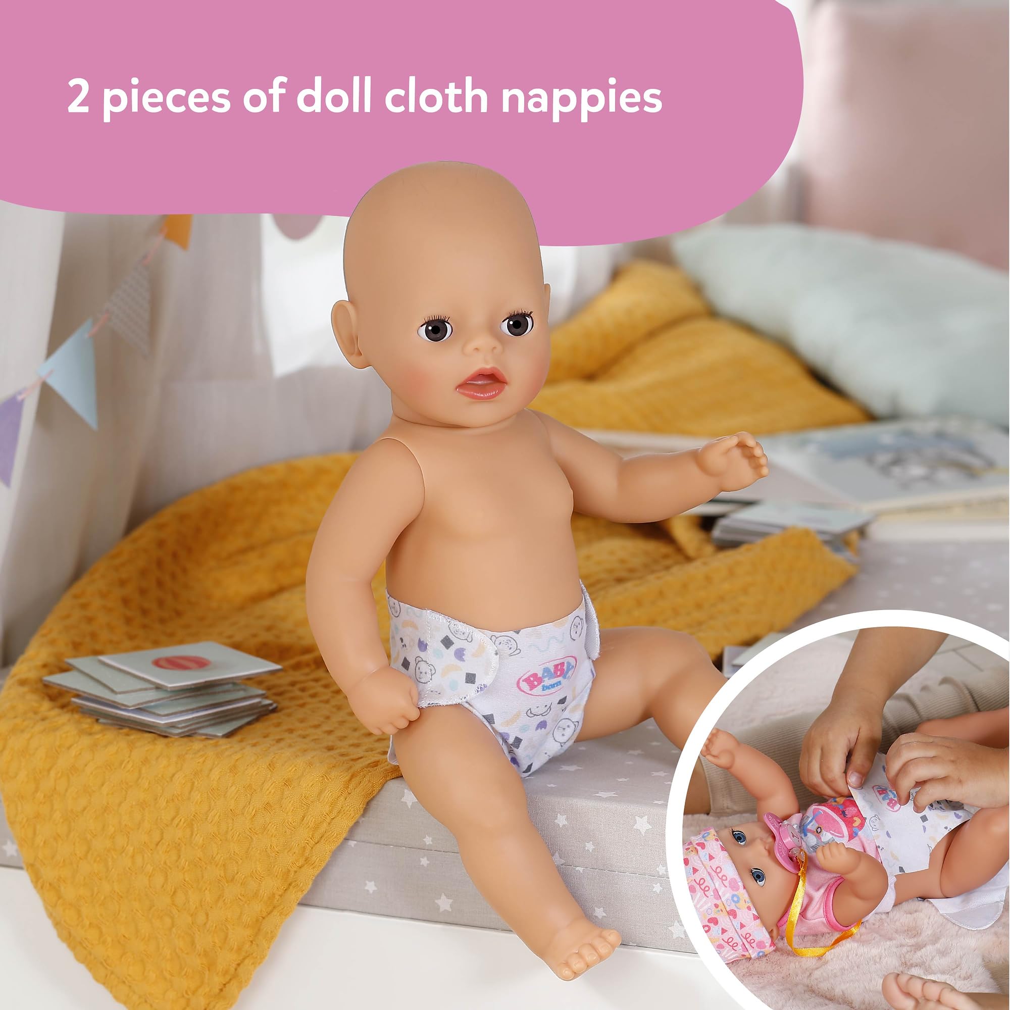 BABY born Diapers - 2 Reusable Cloth Diapers for 36cm Dolls | Polyester 3