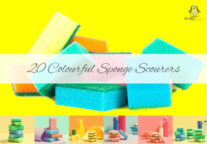 HomeSmith - Colourful Dual-Sided Sponge Scourers - Reusable Non-Scratch Dish Washing & Cleaning Sponges - Pack of 20