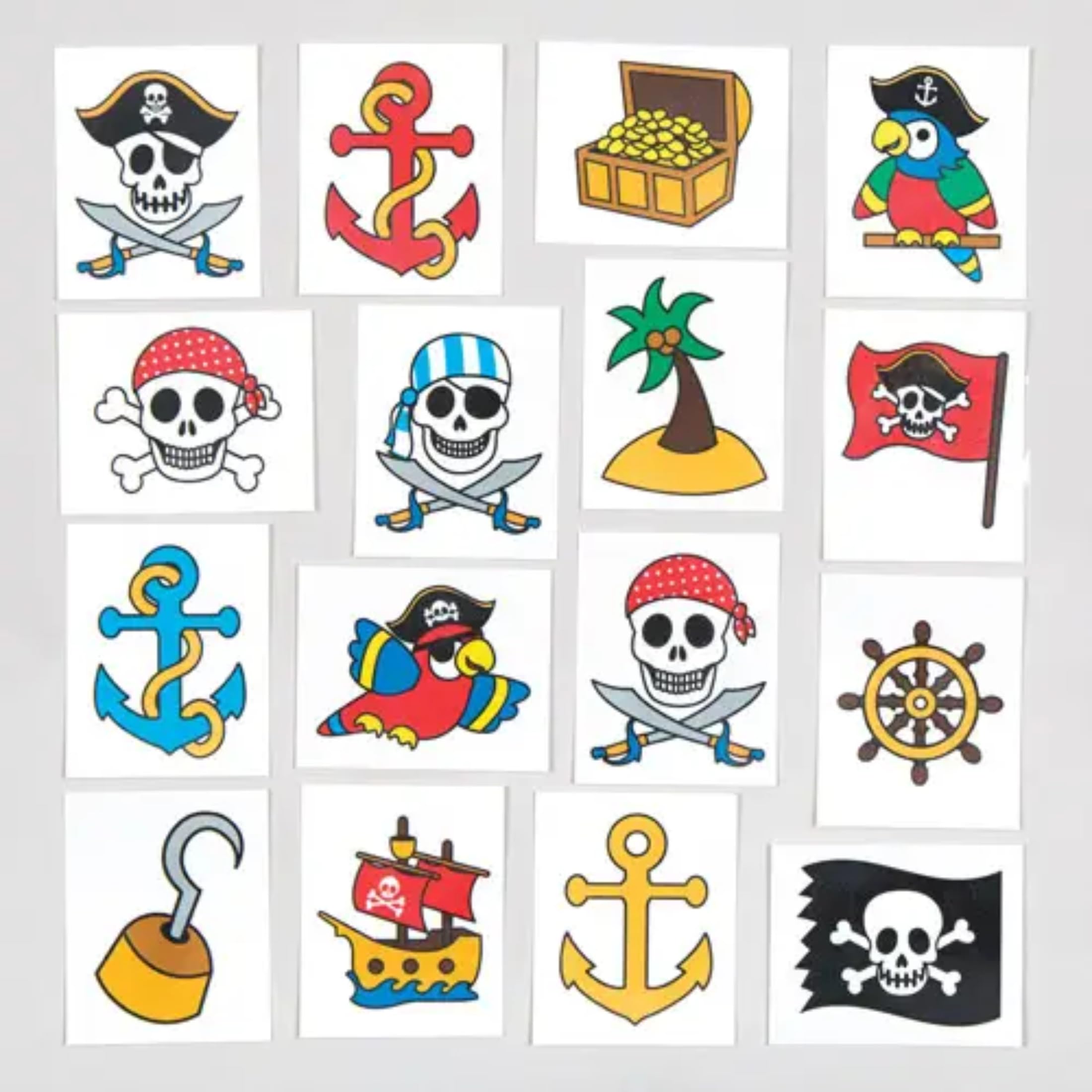 Baker Ross Pesky Pirate Temporary Tattoos - 48 Tattoos in 24 Designs for Kids | Fake Tattoos for Parties