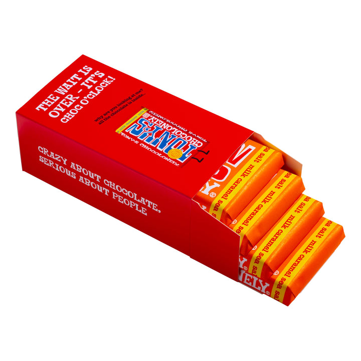 Tony's Chocolonely Milk Caramel Sea Salt Chocolate Bars - Gift Box of 4 (180g Each)