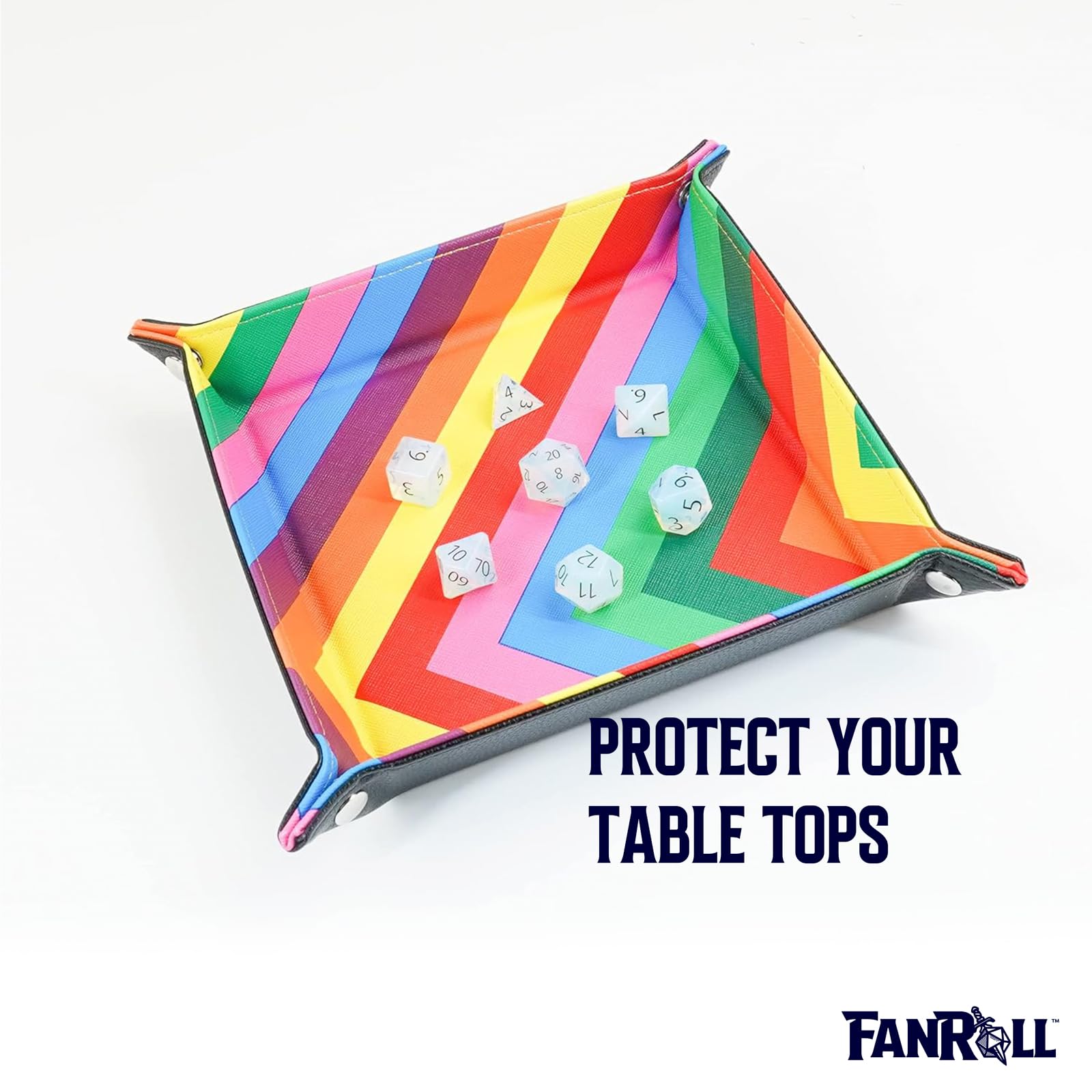 Metallic Dice Games FanRoll Fold Up Dice Tray with PU Leather Backing - Metallic 3