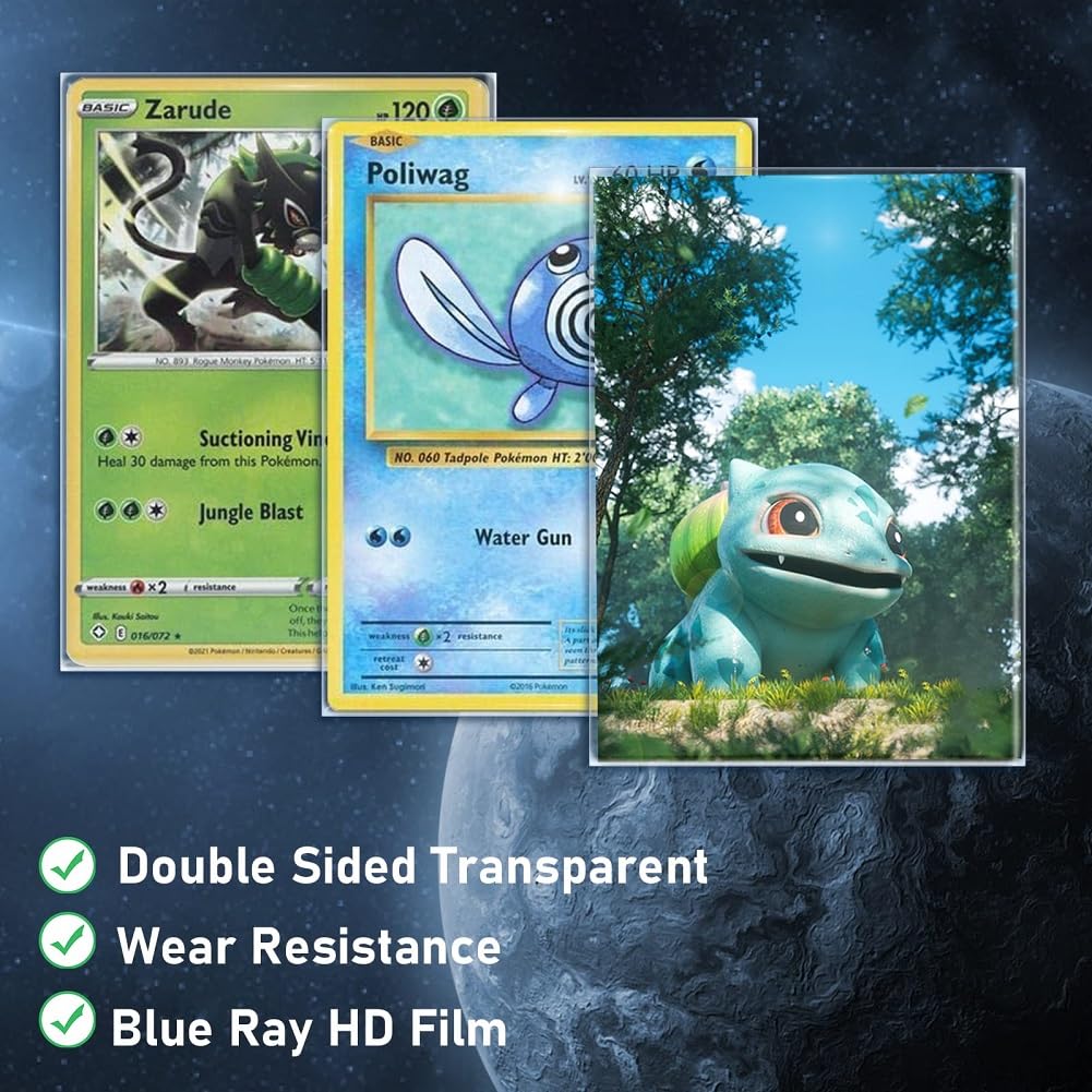 MOXYOY Pokemon Card Sleeves 100 Pack - Transparent Protective Sleeves for TCG Cards
