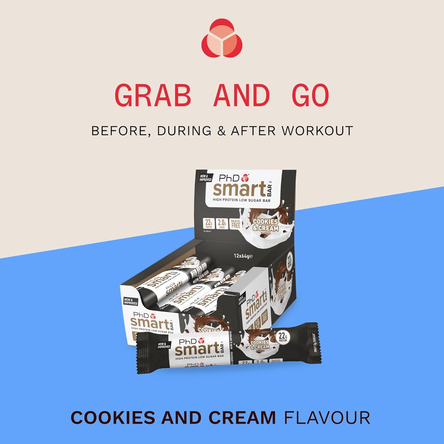 PhD Nutrition Smart Protein Bar Low Calorie, High Protein, Low Sugar, Cookies and Cream, 12 x 64g 4