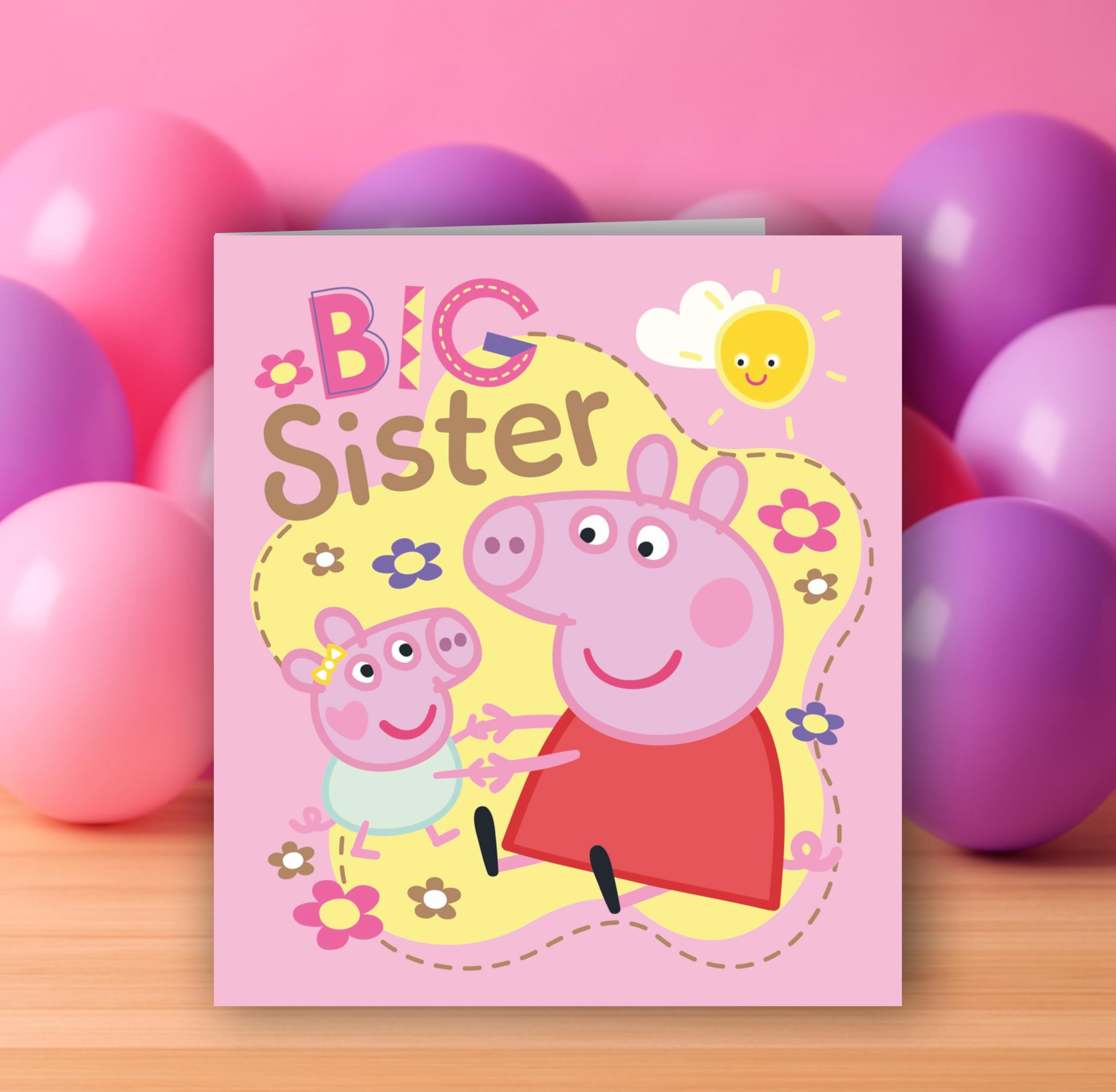 Danilo Promotions LTD Peppa Pig Big Sister Birthday Card | Standard Size 22.86cm x 12.7cm | Multi-Colour
