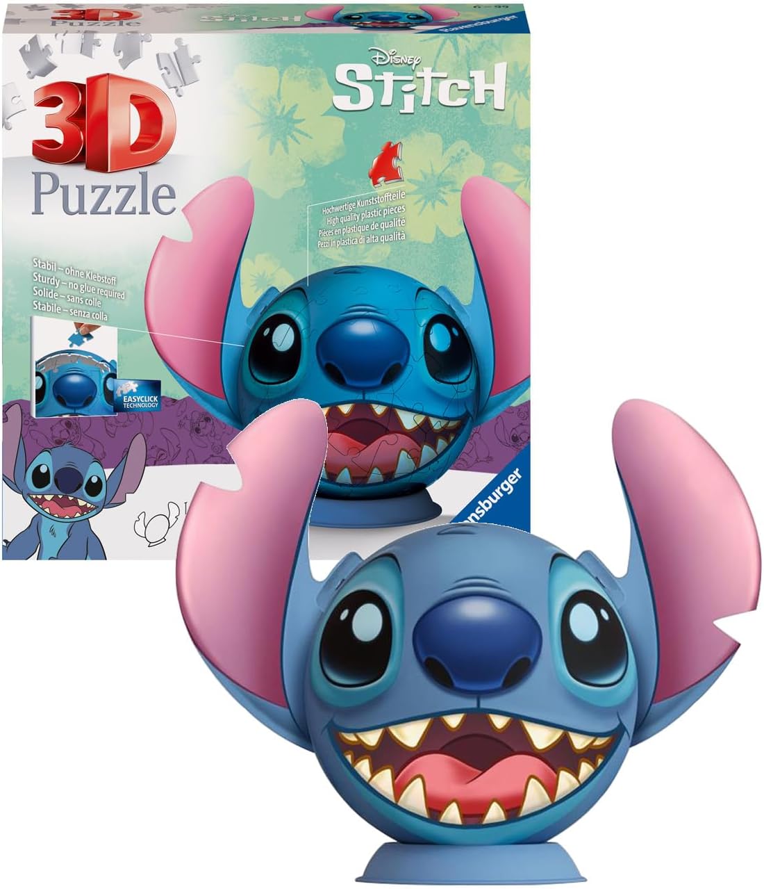 Ravensburger Disney Stitch 3D Jigsaw Puzzle with Ears - 72 Piece Plastic Puzzle Ball for Kids 1