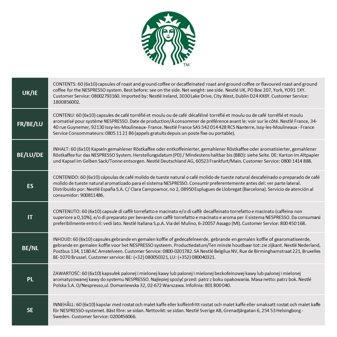 STARBUCKS Italian Style Roast von Nespresso, Dark Roast, 100 % Arabica-Kaffeekapseln, 6er-Pack 4