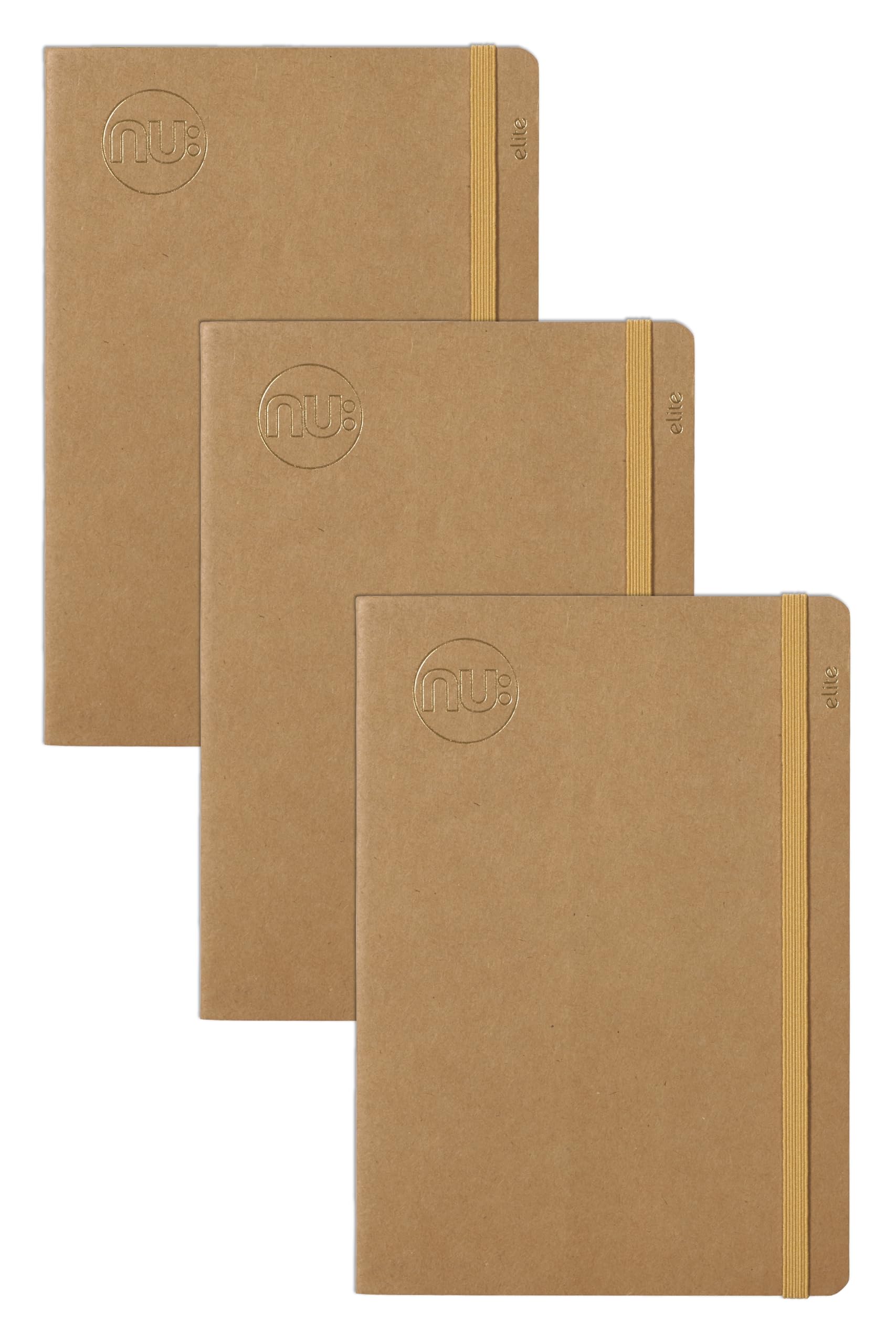 nu: Kraft Range A6 Stitched Spine Memo Book - Manilla Card Cover, 120 Pages, Pack of 3