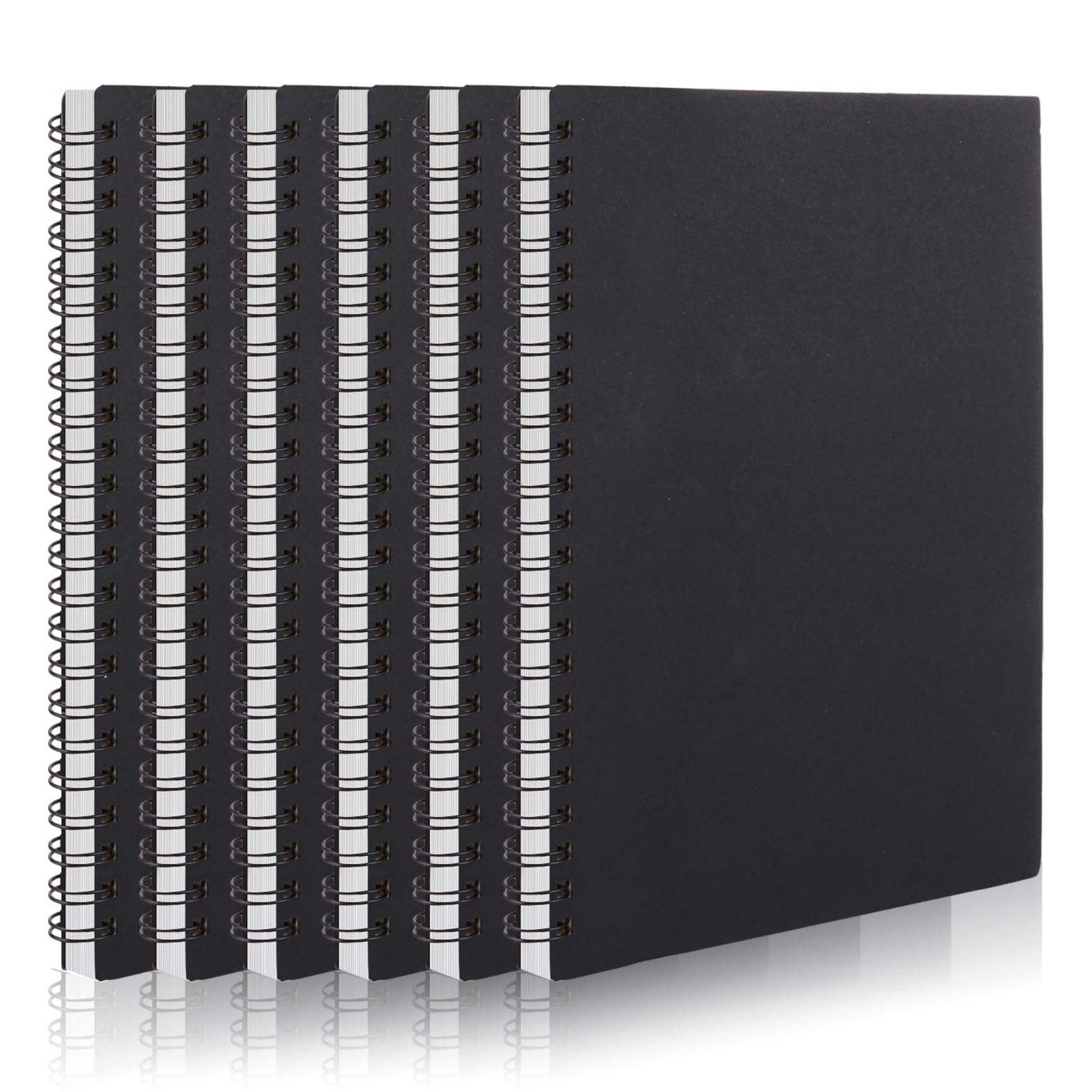 ASelected A5 Sketch Pad, 6 Pack Spiral Bound Notebooks, 60 Sheets Each, Blank Pages, Black Cover