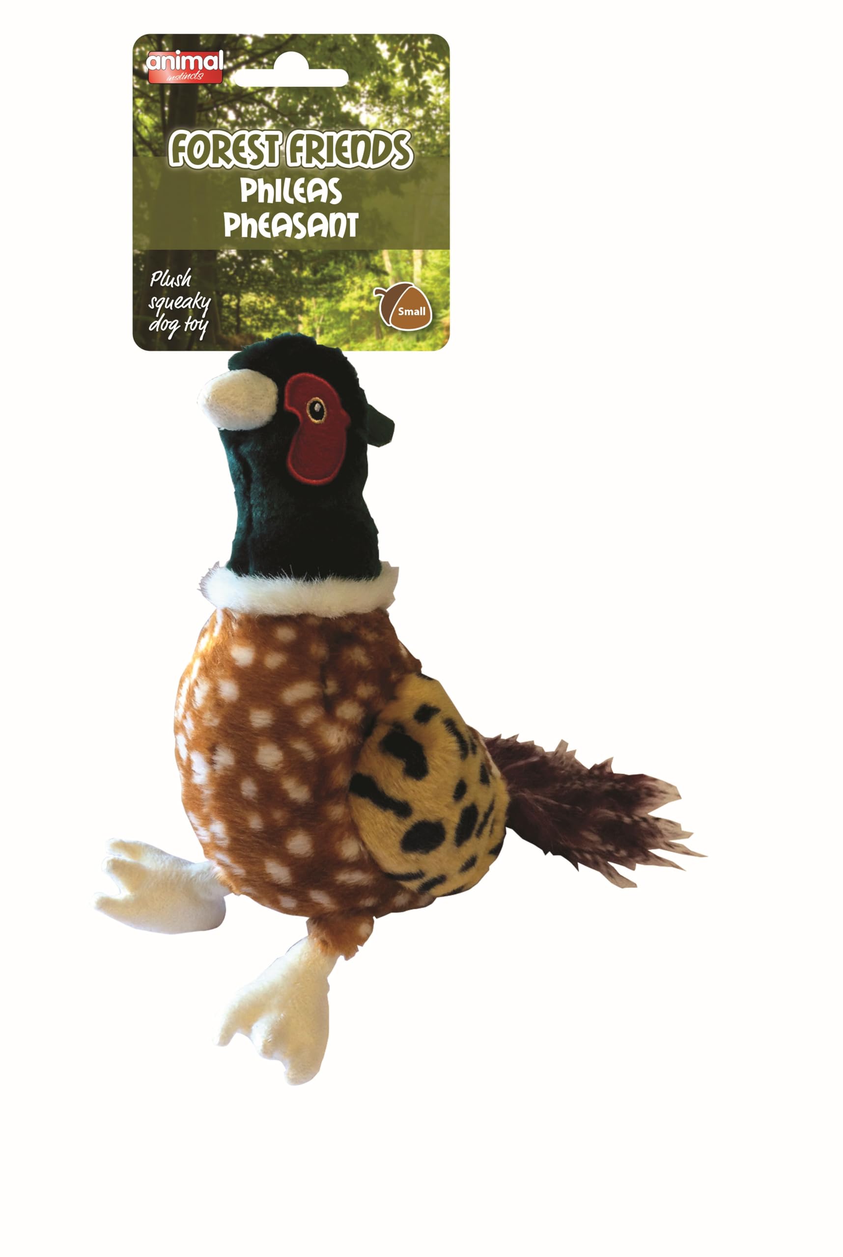 Animal Instincts Phileas Pheasant Plush Squeak Toy - Small, Multicoloured (2 Pack) 1