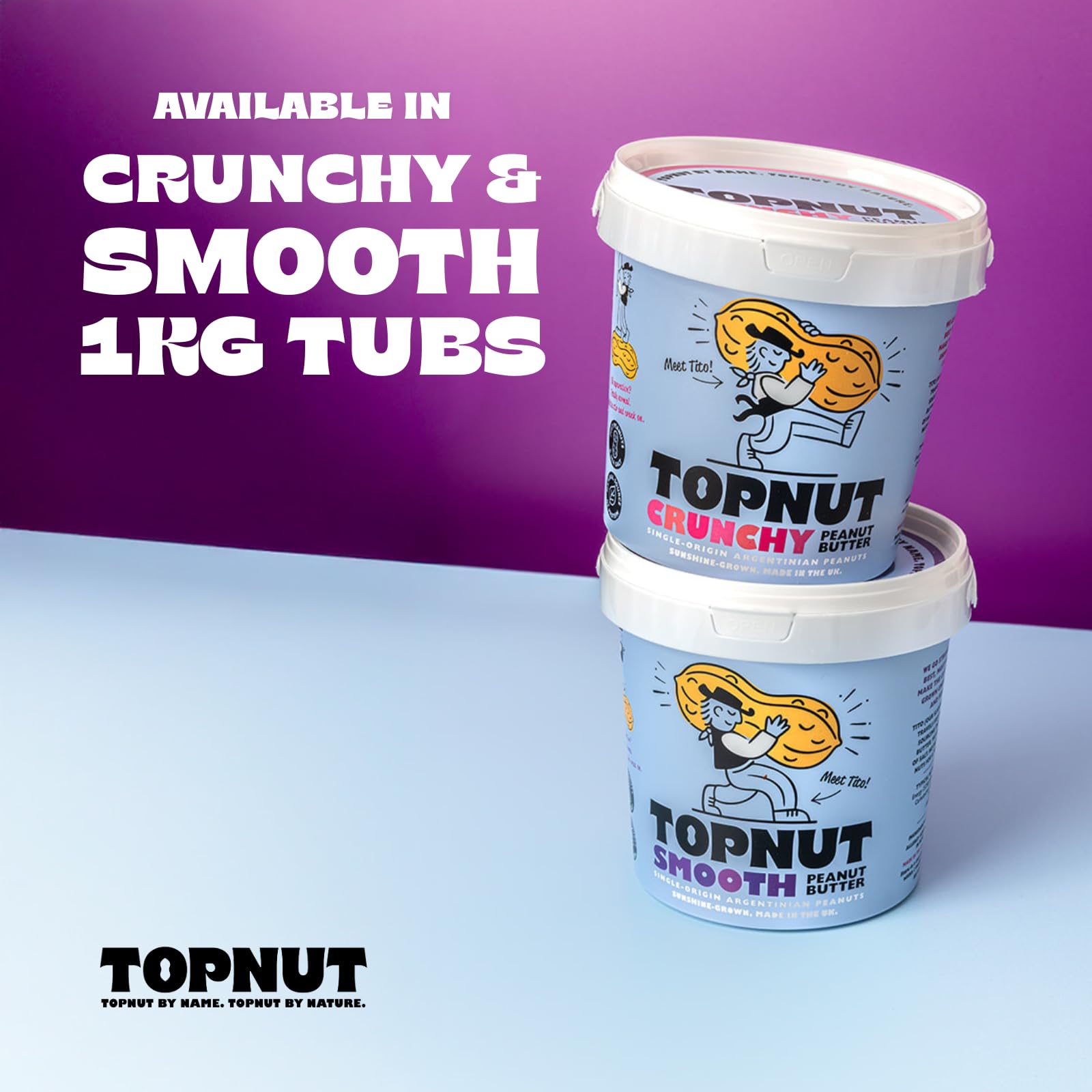 TOPNUT Smooth Peanut Butter - 1kg Tub | Single-Origin Argentinian Peanuts | No Added Sugar 4