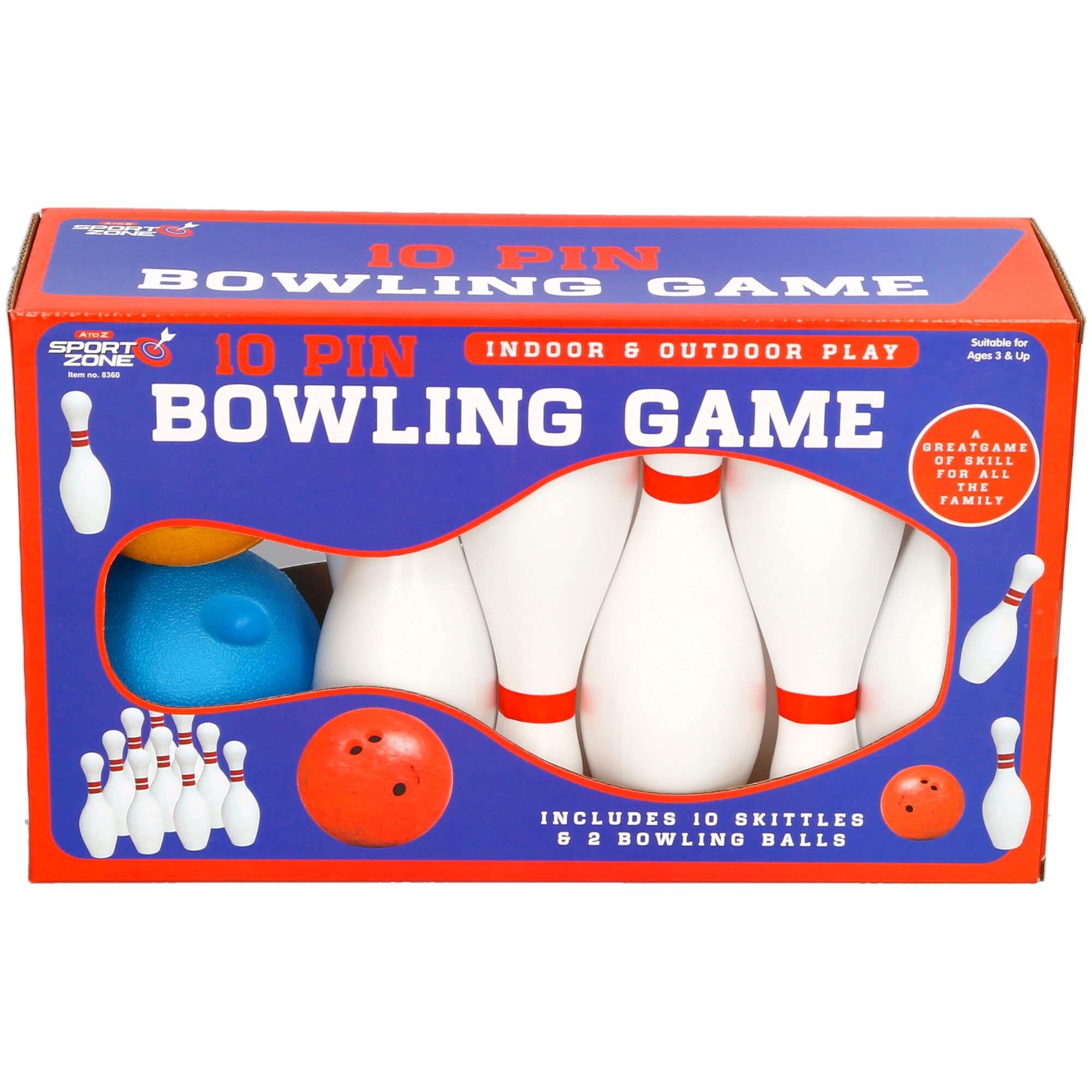 Atoz 8360 Bowling Game Set - Includes 10 Pins & 2 Balls | Plastic | Ages 3+ 2