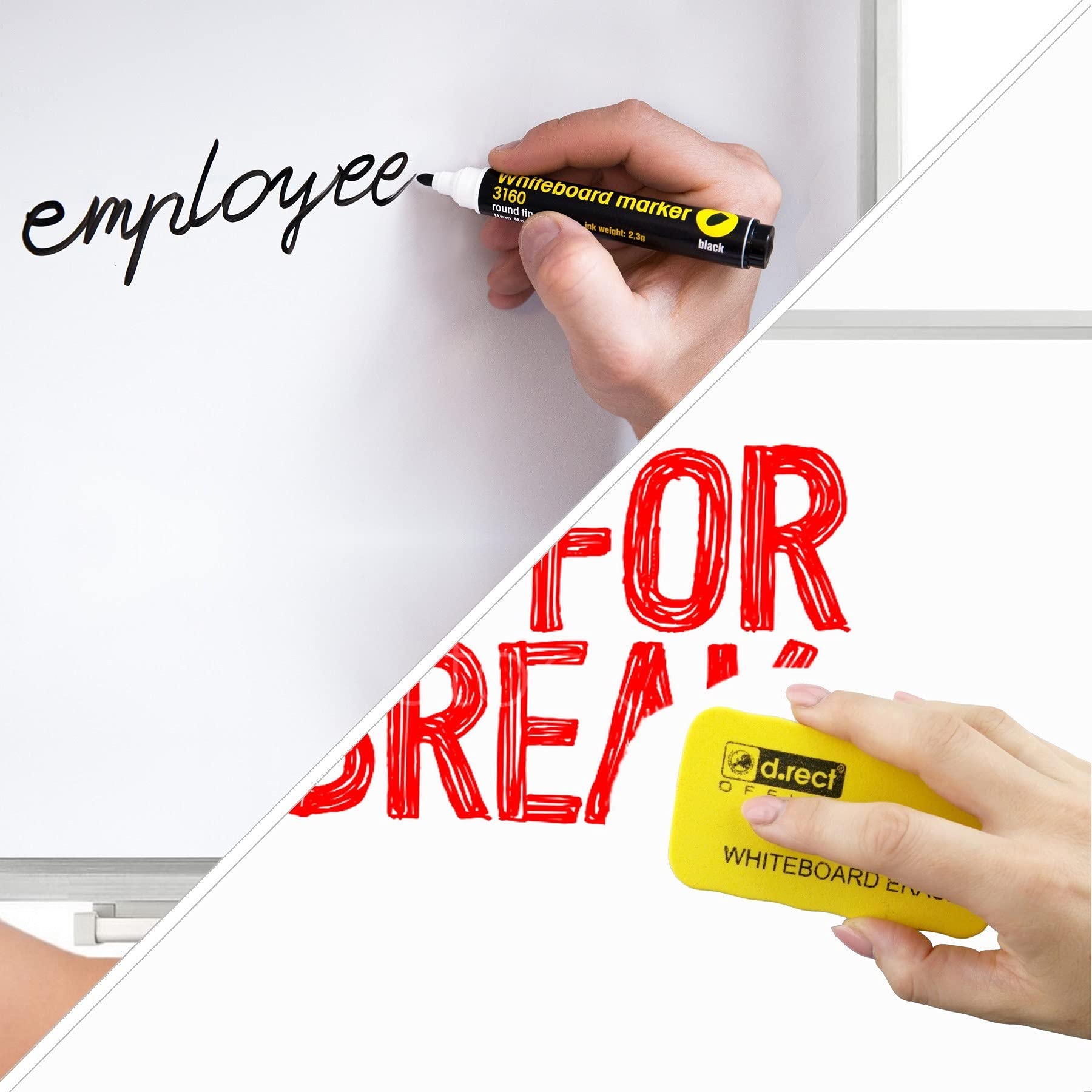 D.RECT EVA Magnetic Whiteboard Eraser - Felt Base | Sticks to Magnetic Surfaces | 106x57x1mm 7