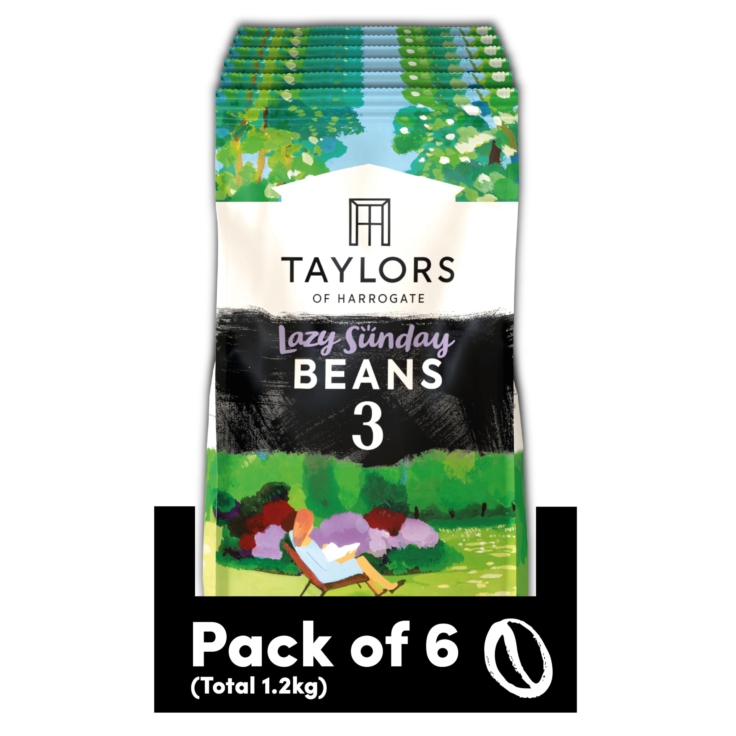 Taylors of Harrogate Lazy Sunday Roasted Whole Coffee Beans - 200g Bag (Pack of 6)
