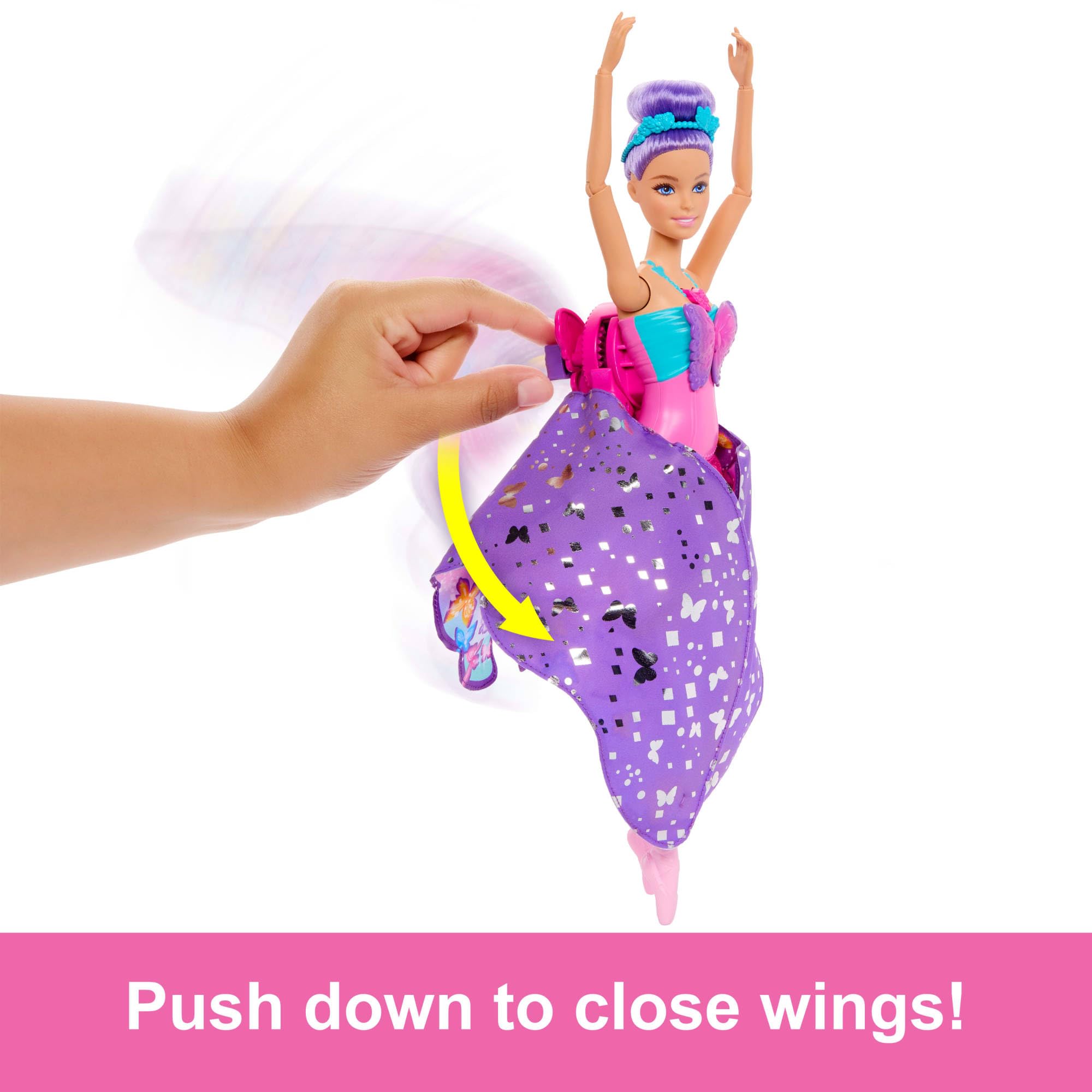 Barbie Dance and Flutter Doll HXJ10 - 2-in-1 Transformation, Purple Hair, Removable Tutu | Ages 3+ 4