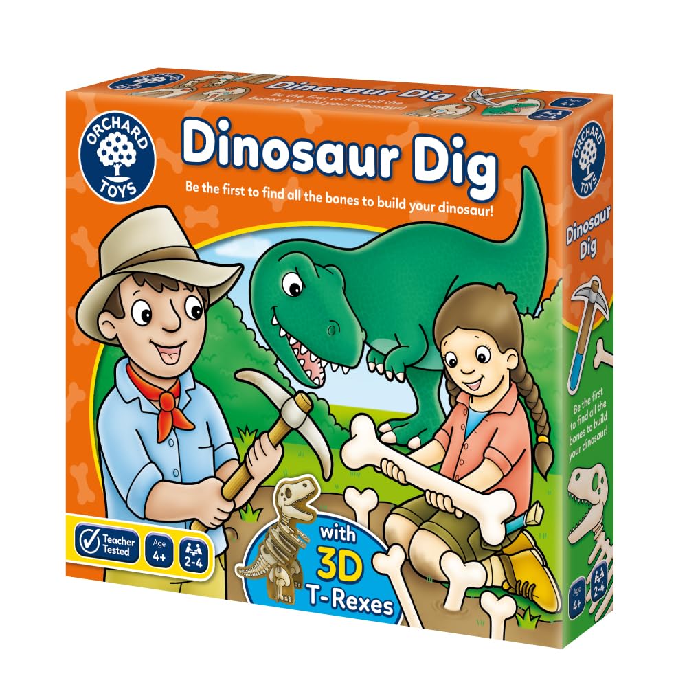 Orchard Toys Dinosaurier-Grabspiel – 3D-Memory-Brettspiel für Kinder