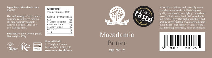 Nutural World - Crunchy Macadamia Nut Butter (170g)
