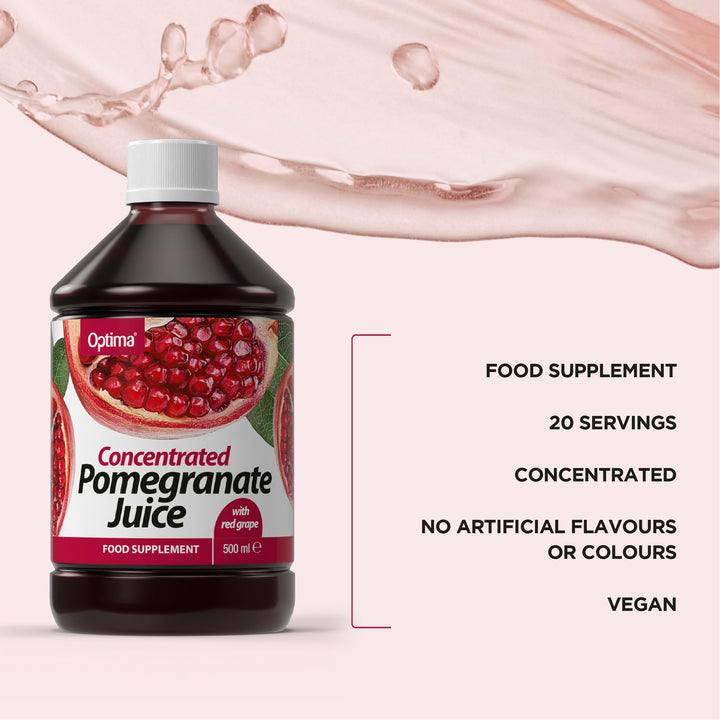 Optima Pomegranate Juice Concentrate 500ml - Vegan Liquid Food Supplement