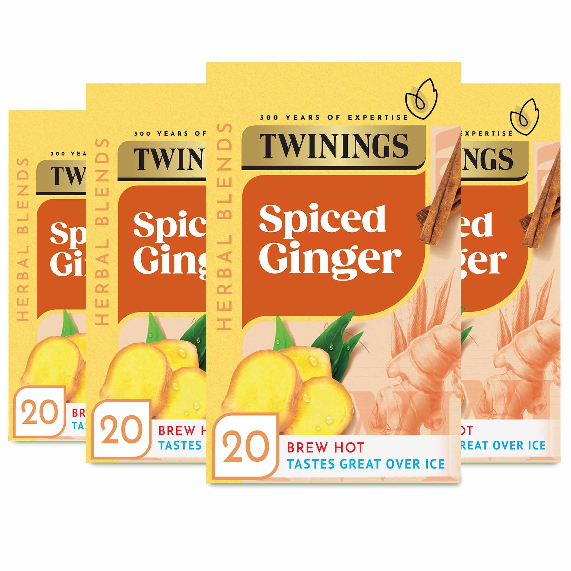 Twinings Ginger Flavoured Herbal Tea - 80 Biodegradable Teabags (4 x 20 Count)