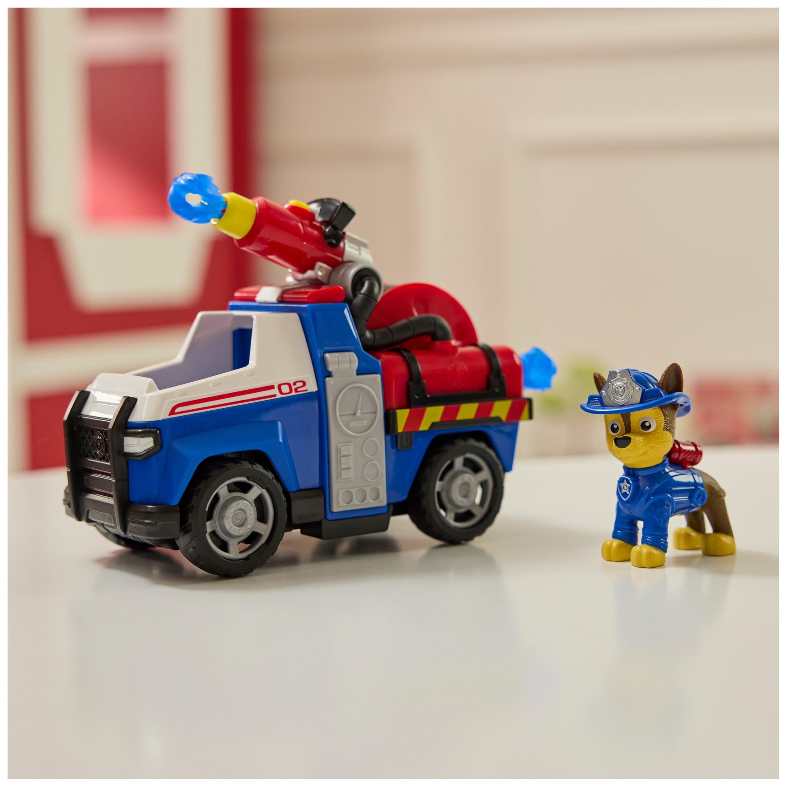 Paw Patrol Chase Rescue Fire Cruiser Truck with Figure, Launcher, and 2 Projectiles | Ages 3+