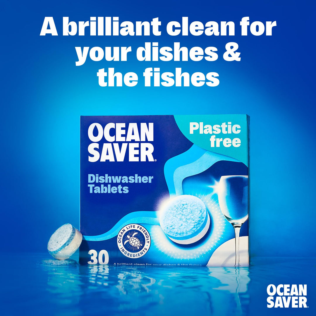 OceanSaver Eco-Friendly Dishwasher Tablets - 100 Pack | Plastic-Free, Non-Toxic Cleaning