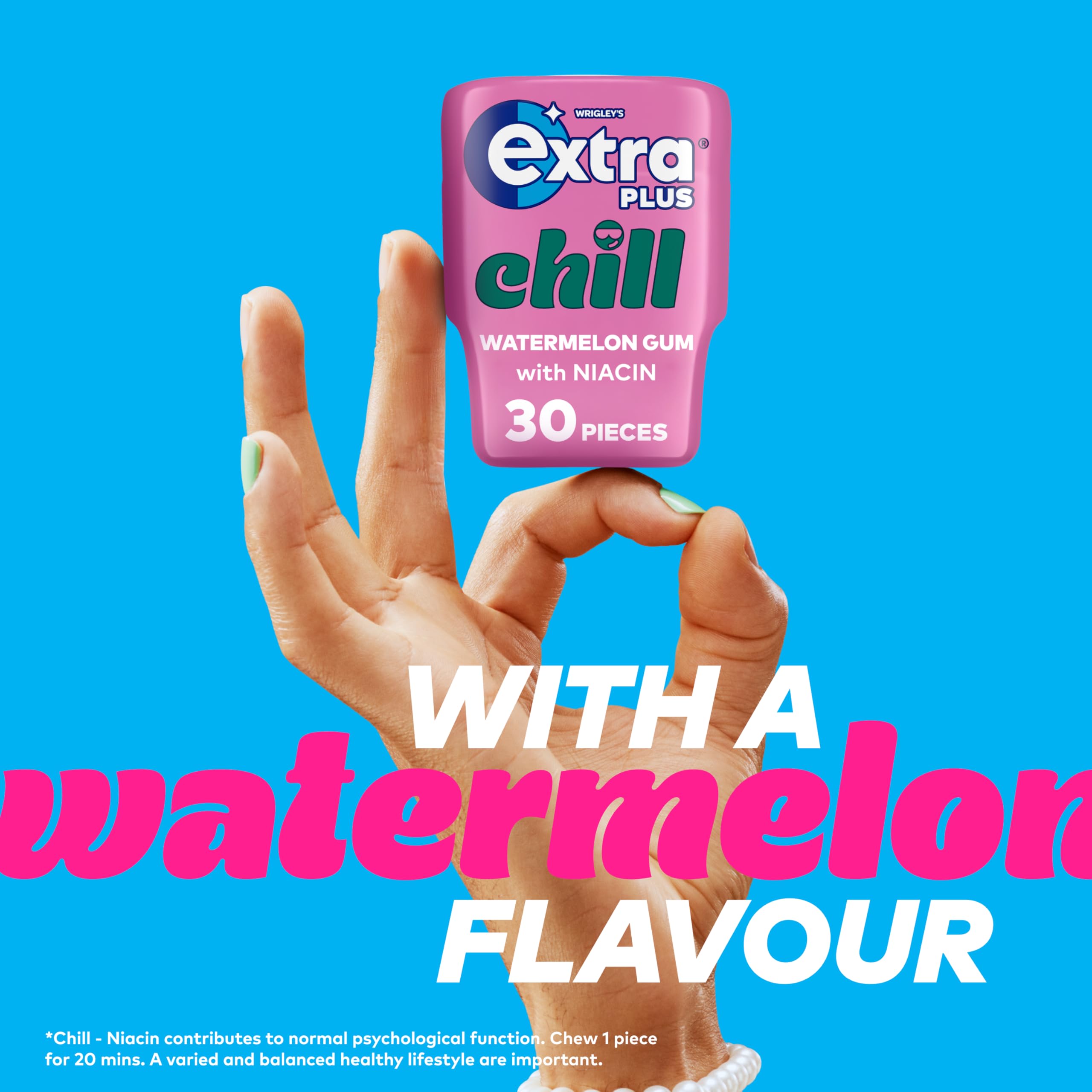 Extra Plus Chill Sugar Free Chewing Gum - Watermelon Flavor | 30 Pieces Bottle 5
