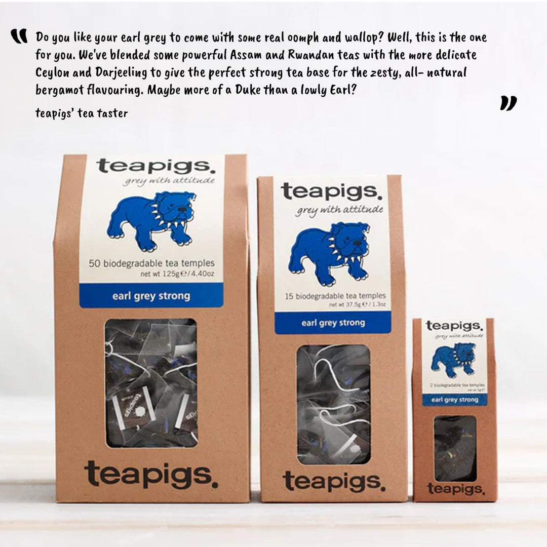 Tea Pigs Earl Grey Strong Tea 15 Bags - Bold Assam Black Tea with Bergamot