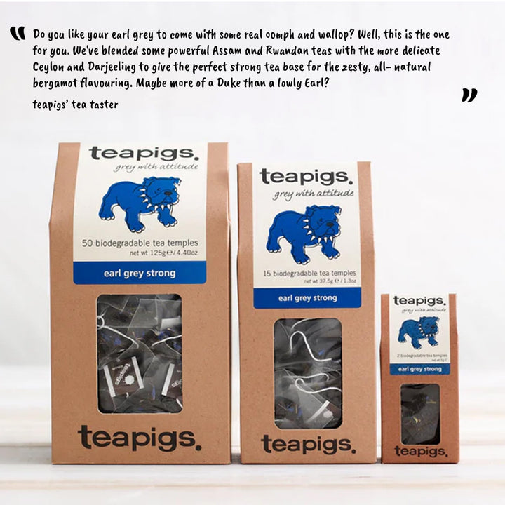 Tea Pigs Earl Grey Strong Tea 15 Bags - Bold Assam Black Tea with Bergamot
