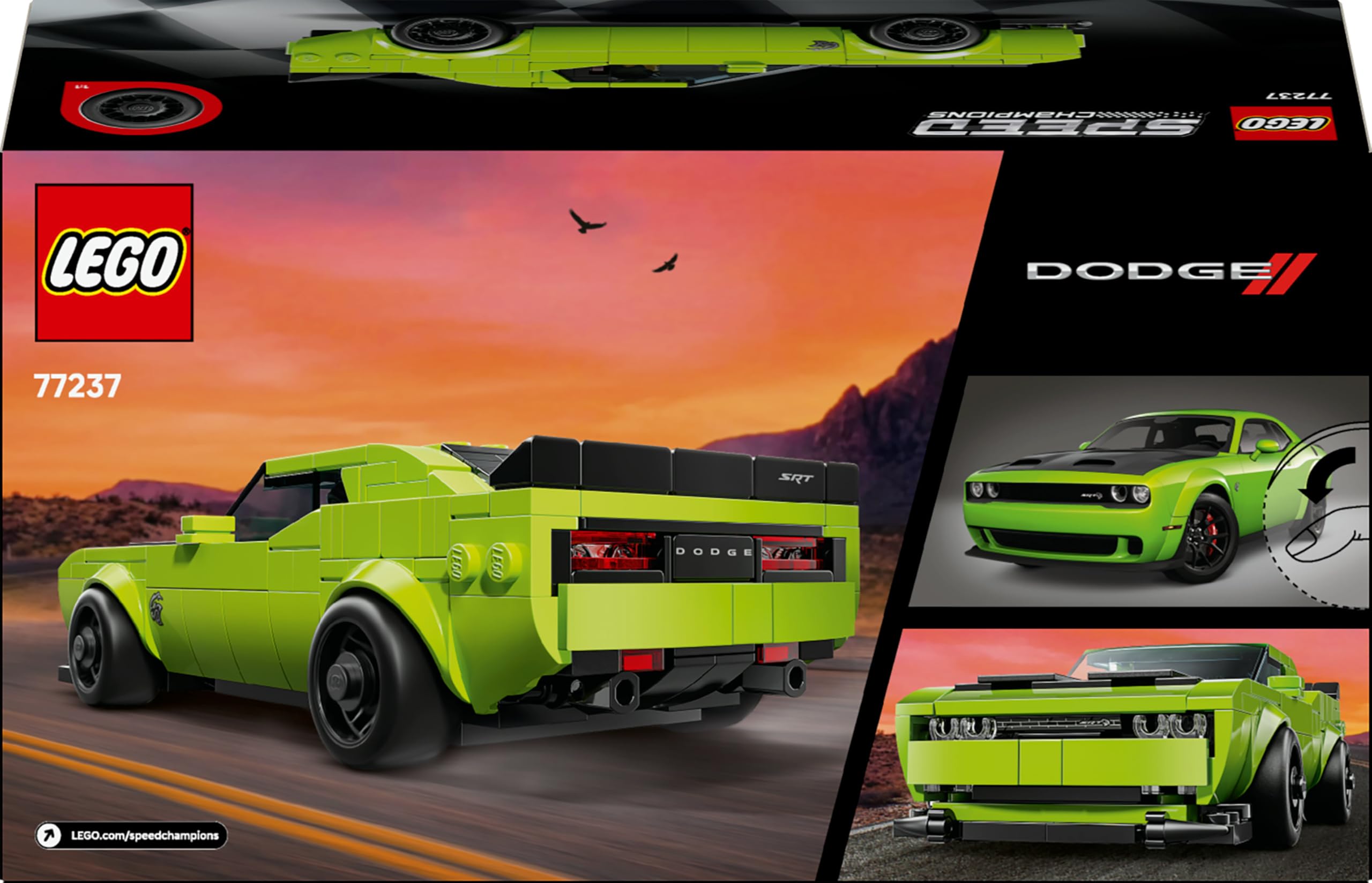 LEGO Speed Champions Dodge Challenger SRT Hellcat - 390-Piece Building Set for Ages 9+