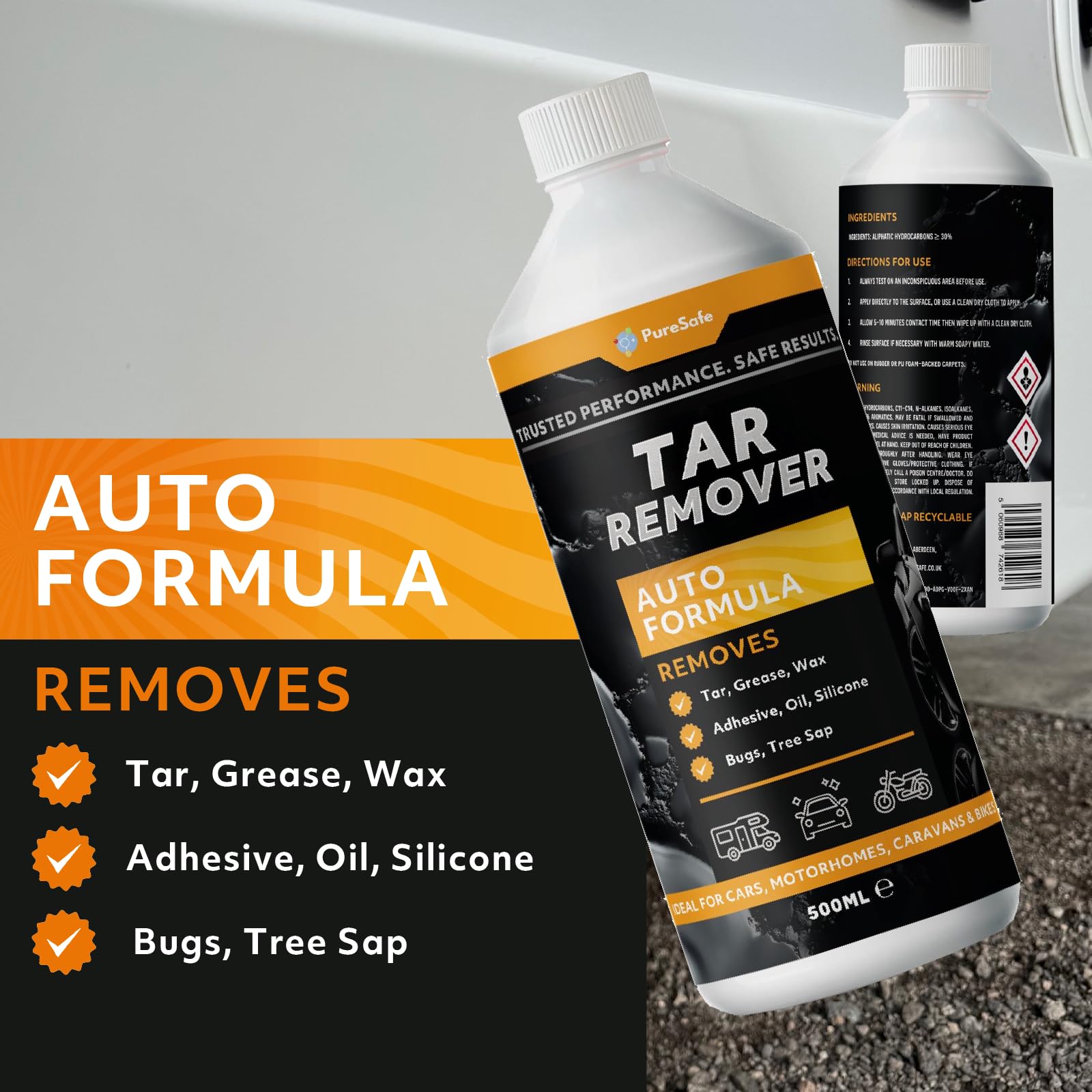 Pure Safe Tar & Glue Remover - Powerful Exterior/Interior Cleaning | 500ml 6